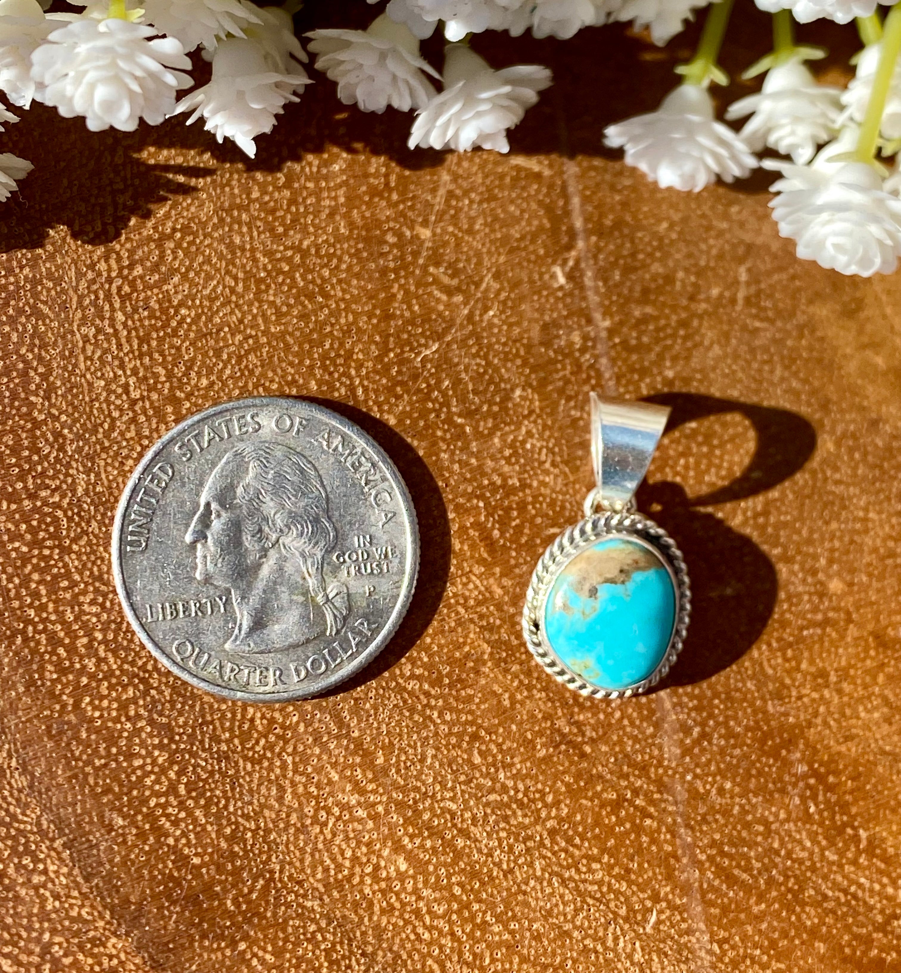 Navajo Made Kingman Turquoise & Sterling Silver PENDANT ONLY