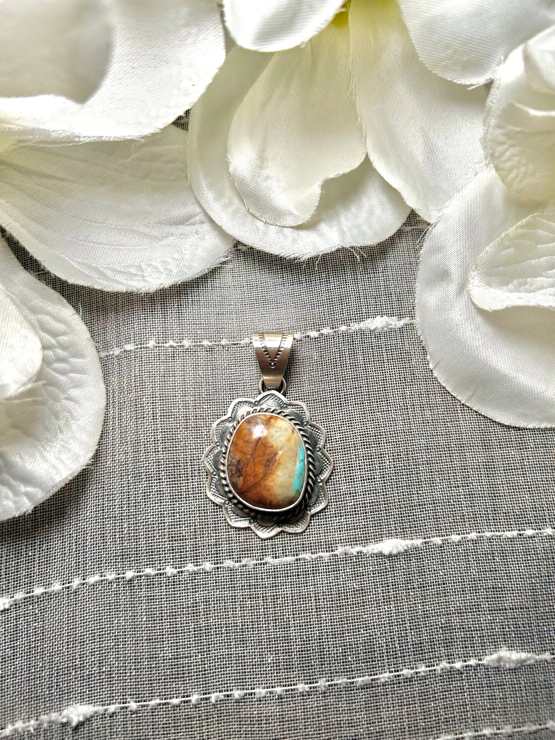 Dave Skeets Ribbon Royston Turquoise & Sterling Silver Pendant