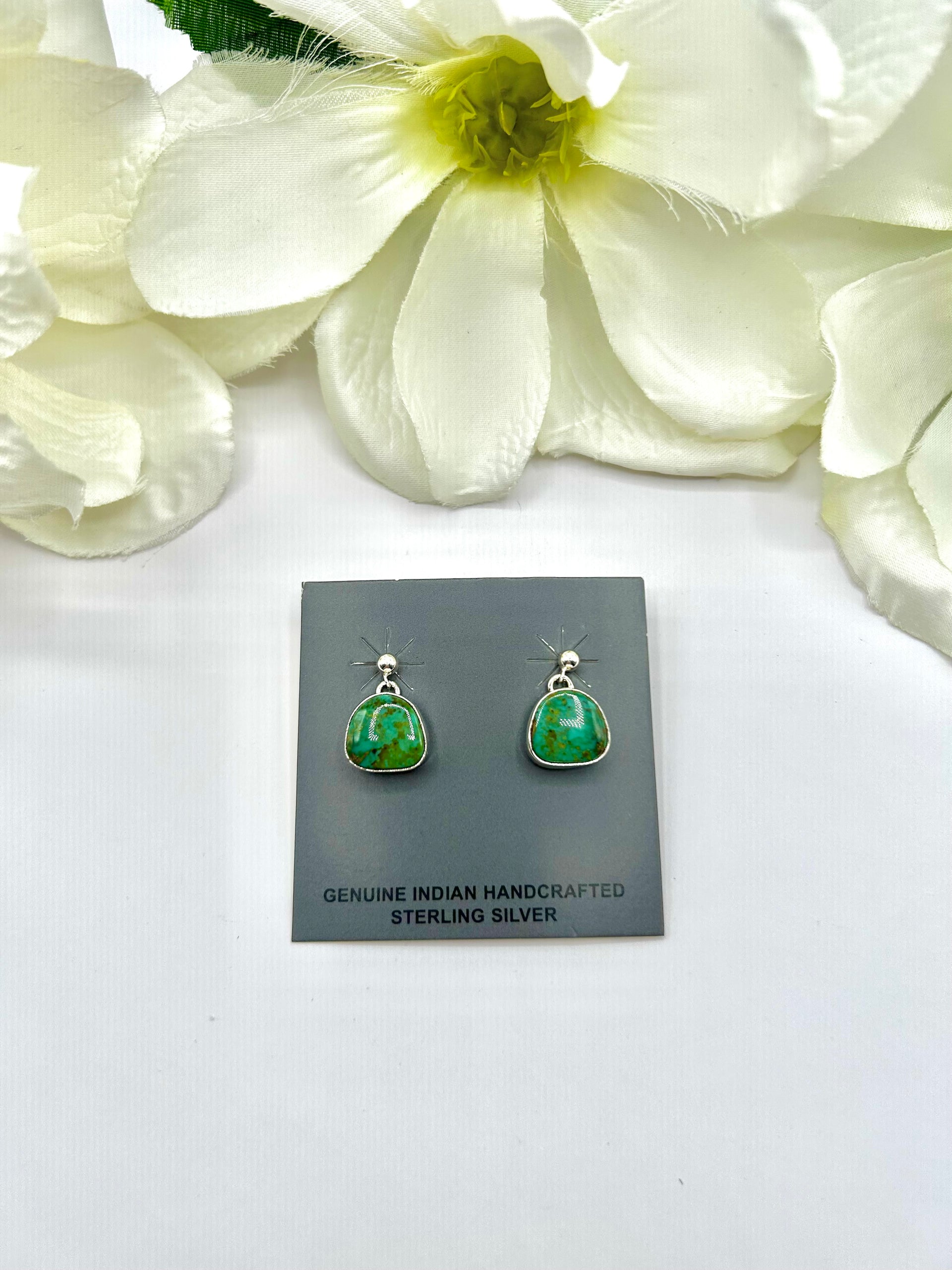 Navajo Made Royston Turquoise & Sterling Silver Post  Earrings