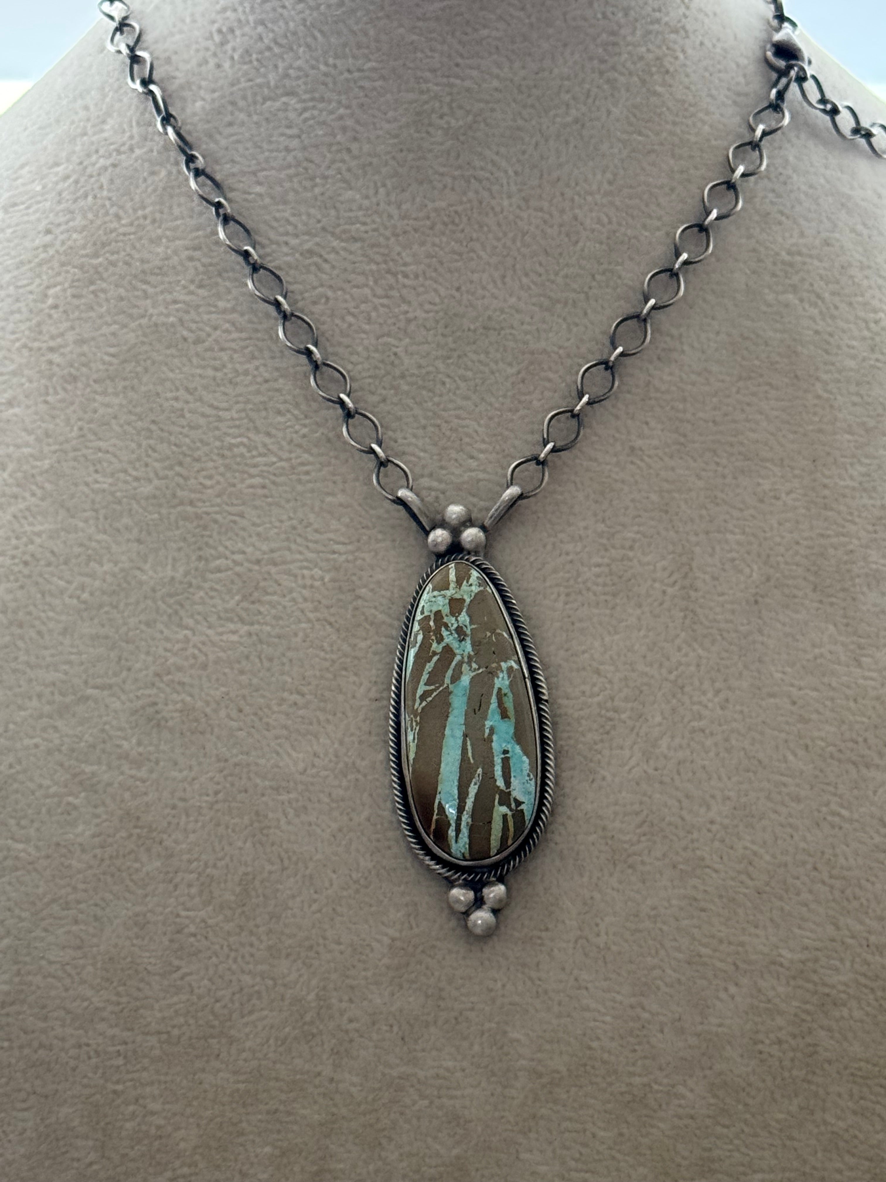 Navajo Made Royston Turquoise & Sterling Silver Necklace