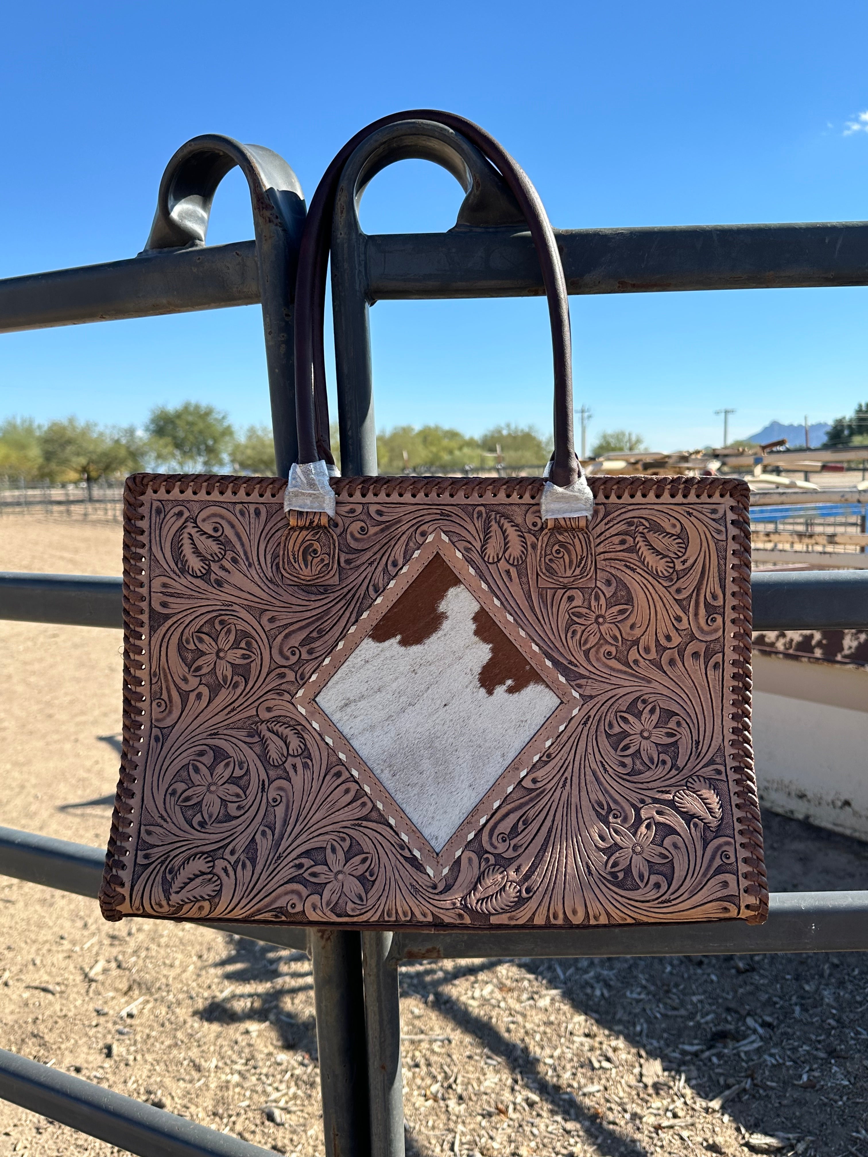 Genuine Tooled Leather & Cowhide Purse