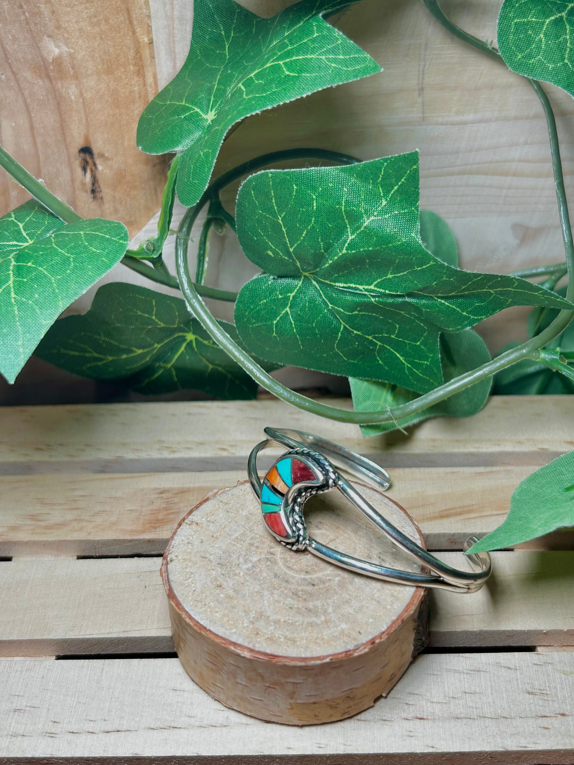 Navajo Made Multi Stone & Sterling Silver Cuff Bracelet