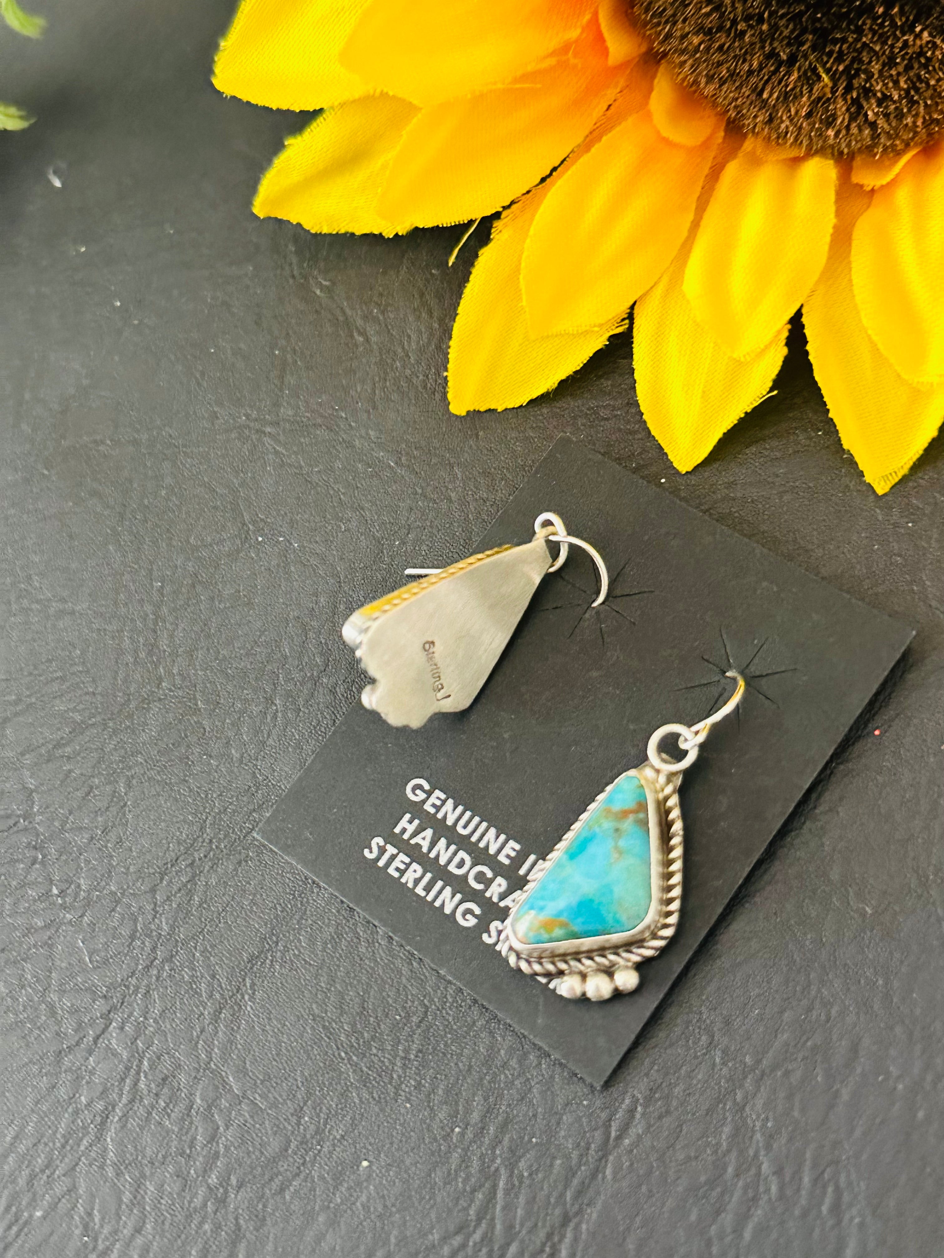 Judith Dixon Kingman Turquoise & Sterling Silver Dangle Earrings