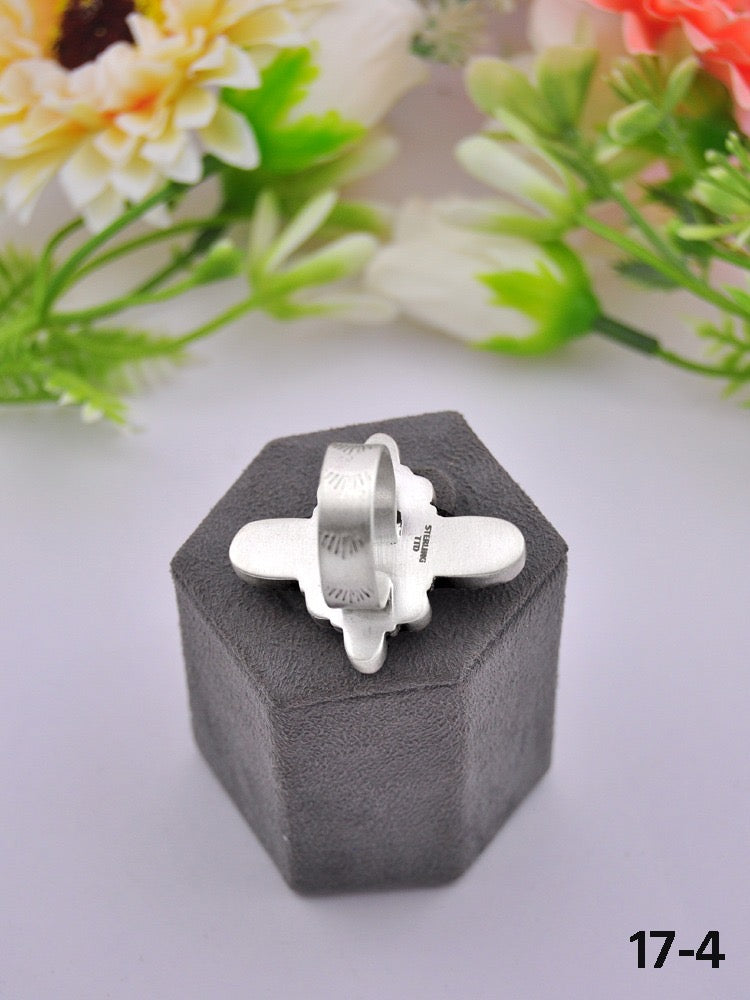 Southwest Made Multi Stone & Sterling Sliver Cluster Adjustable Ring