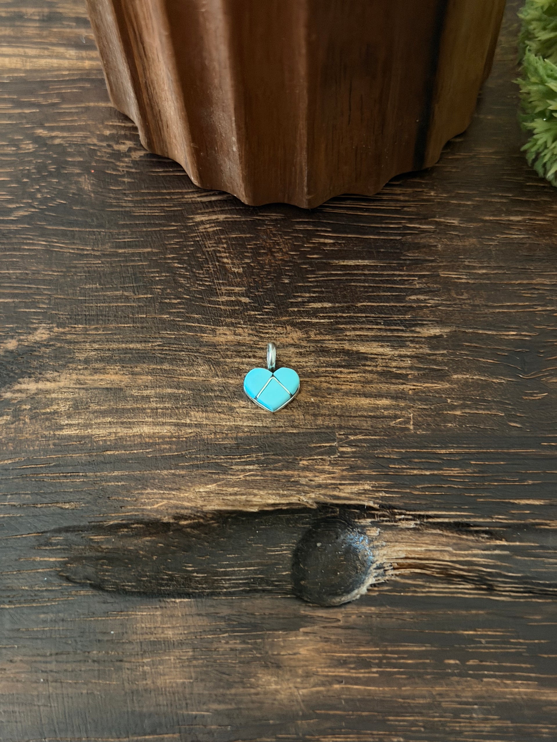 Navajo Made Sterling Silver Inlay Heart Pendant