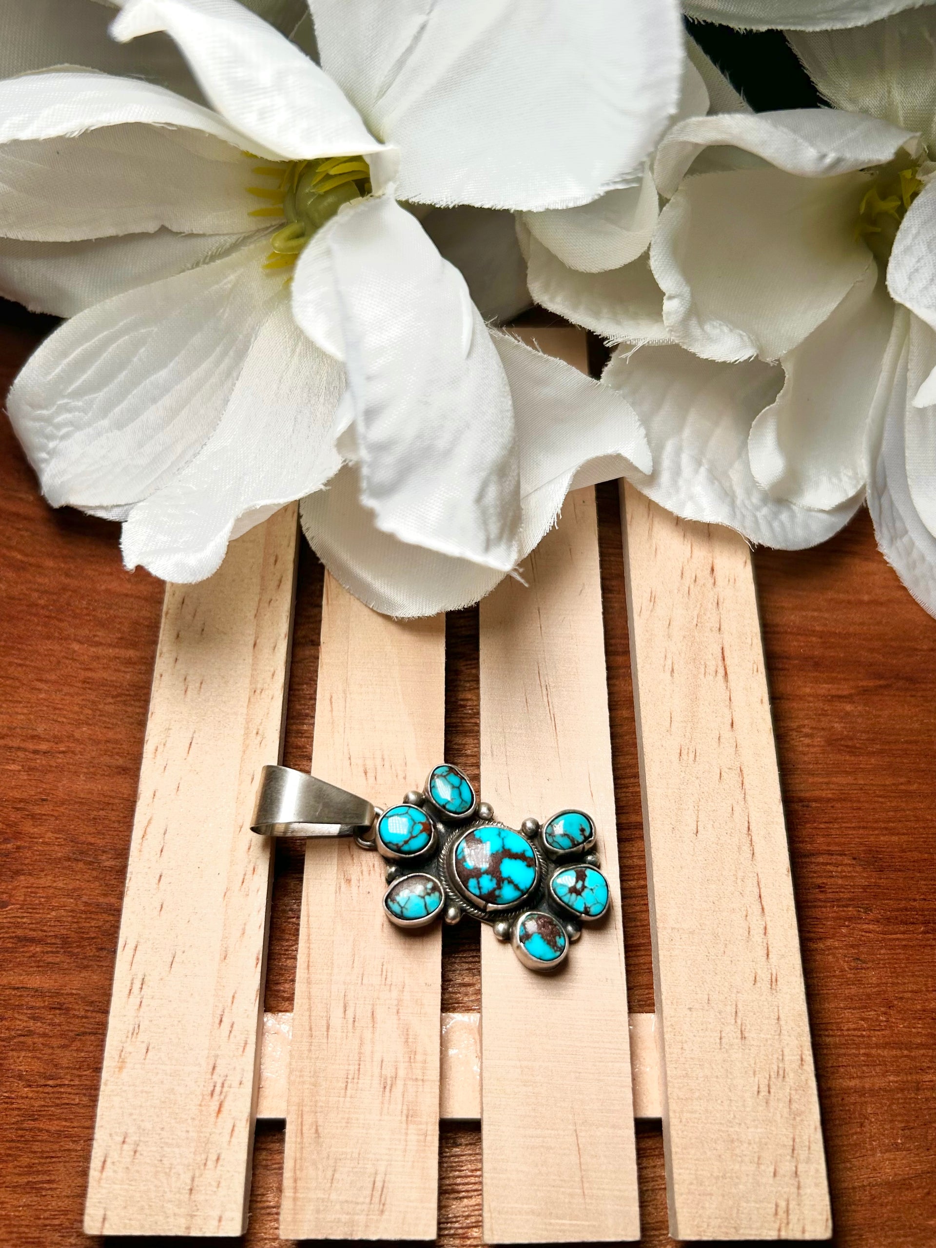 Navajo Made Egyptian Turquoise & Sterling Silver Pendant