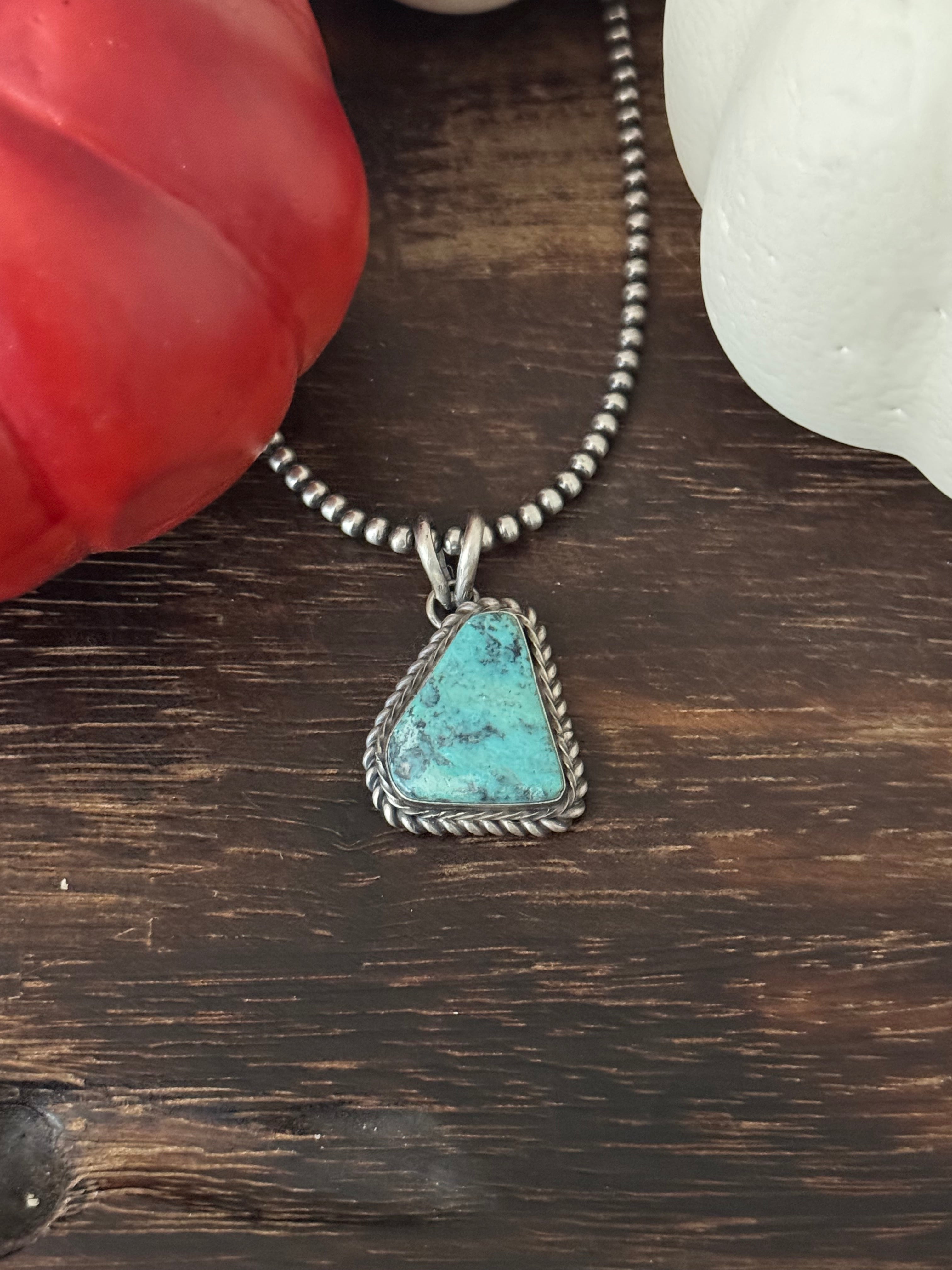 Eli Skeets Kingman Turquoise & Sterling Silver Pendant