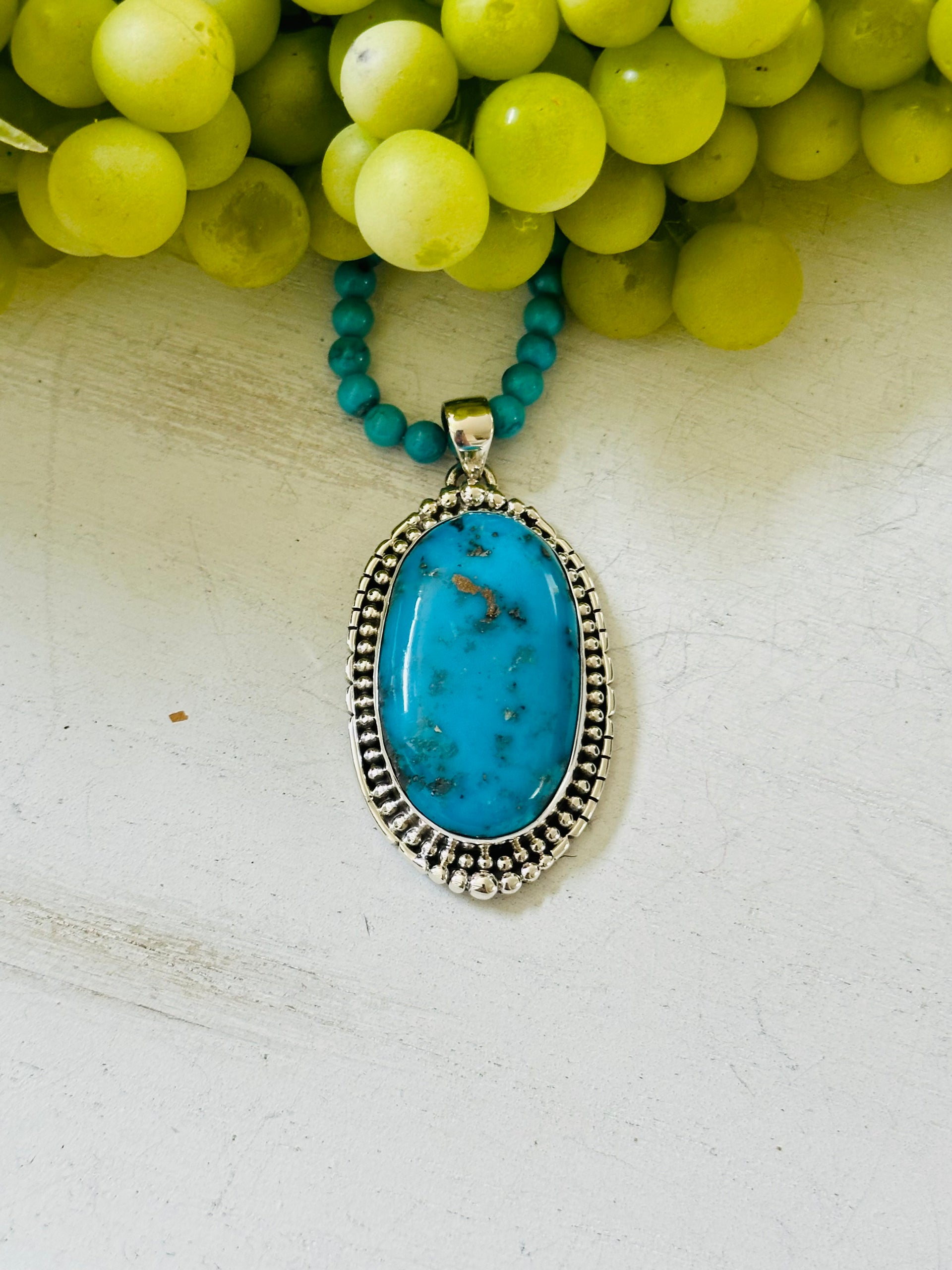 Southwest Handmade Blue Ridge Turquoise & Sterling Silver Pendant