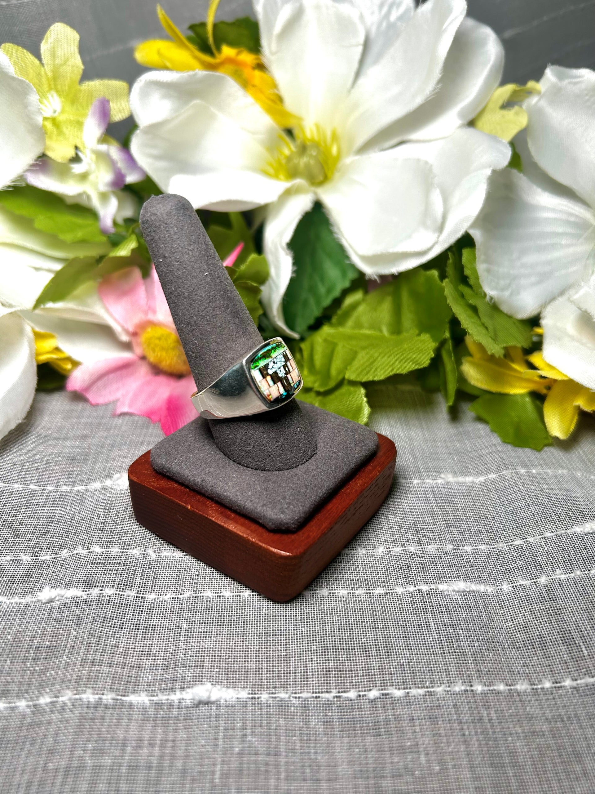 Navajo Made Opal & Sterling Silver Ring Size 10.25