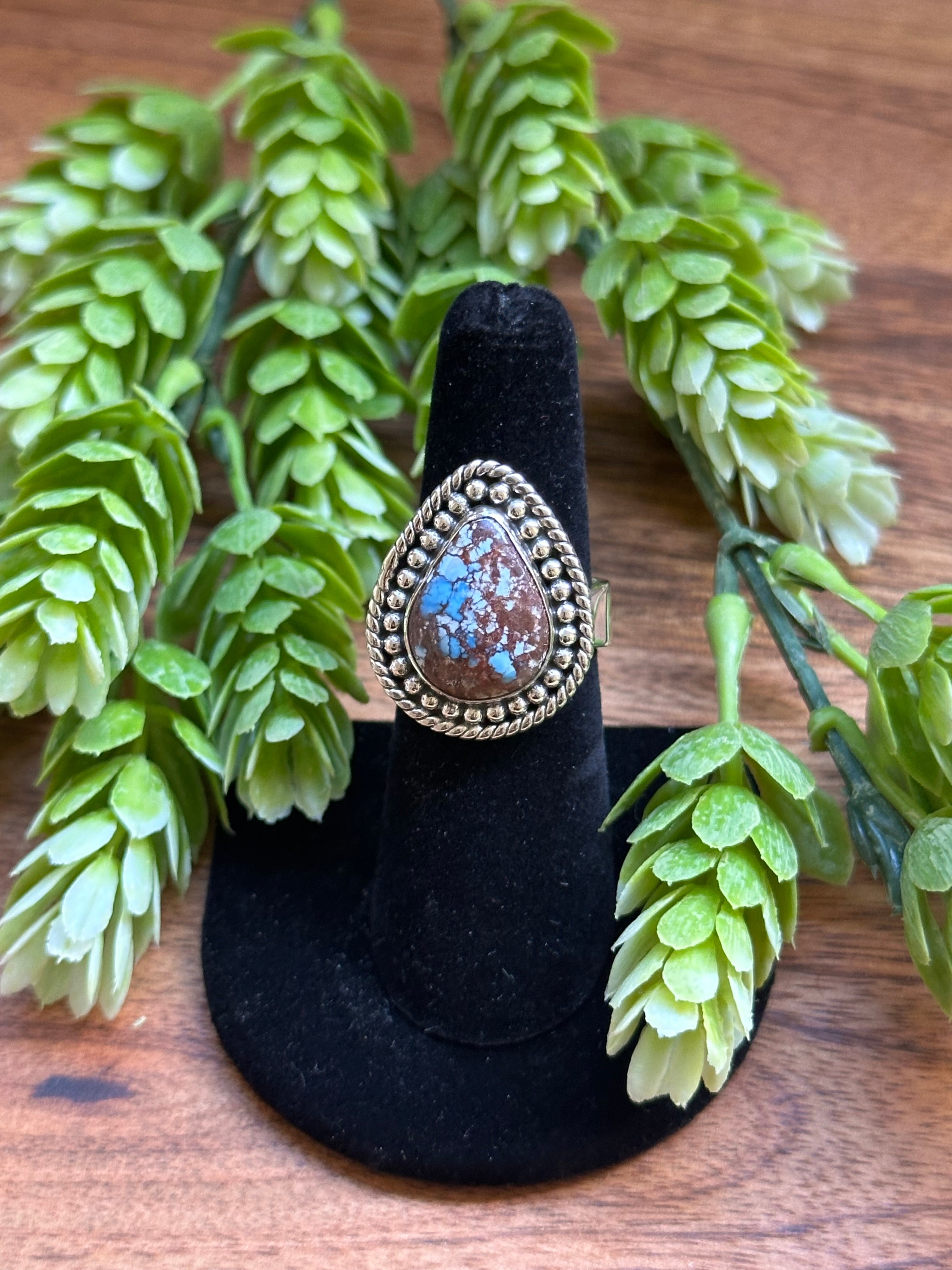 Southwest Handmade Golden Hills Turquoise & Sterling Silver Adjustable Ring