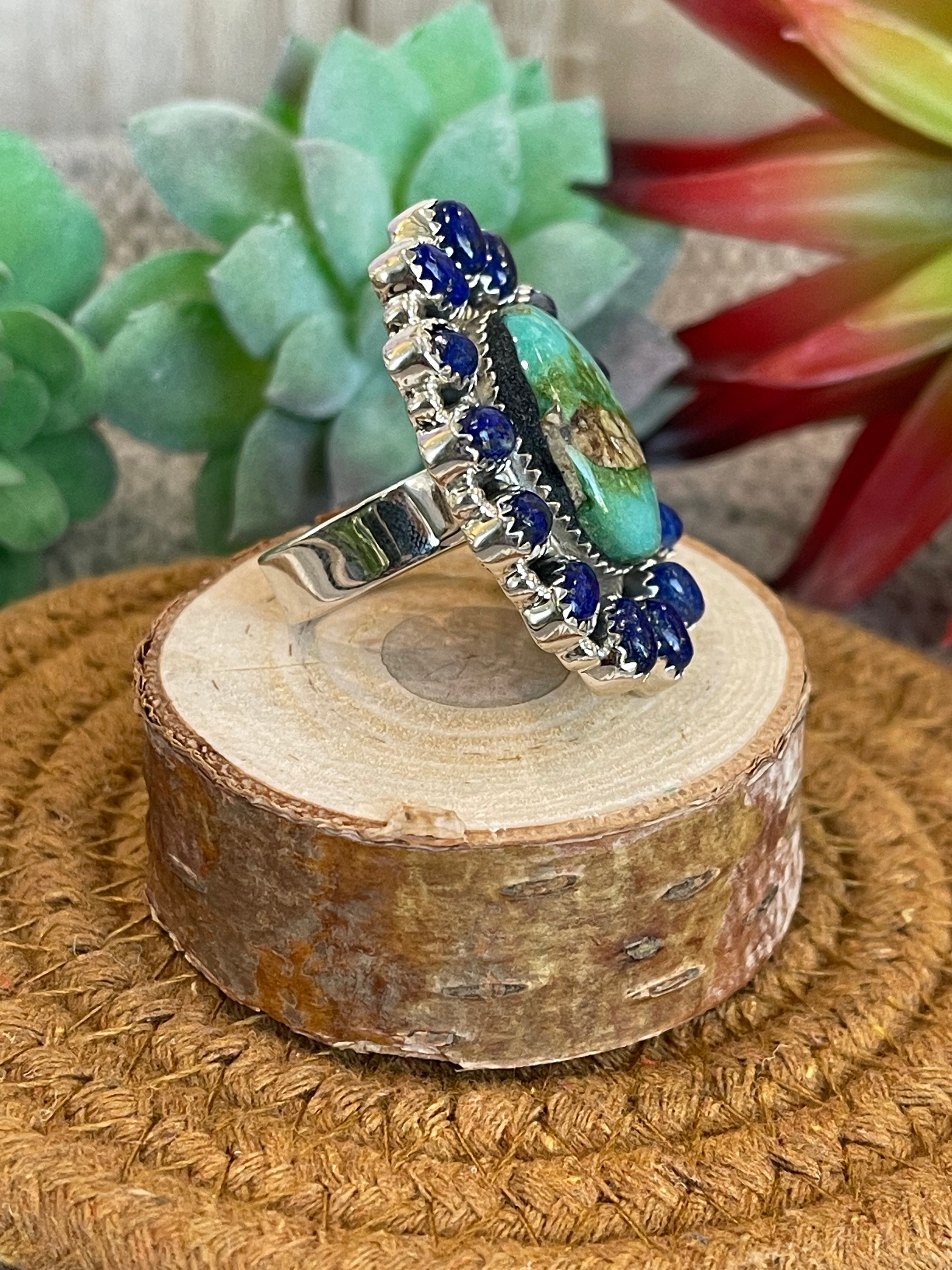 Southwest Handmade Multi Stone & Sterling Silver Adjustable Ring