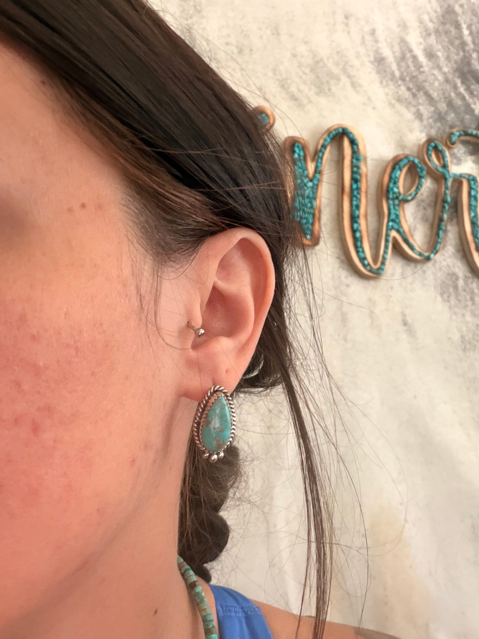 Trish Largo Kingman Turquoise & Sterling Silver Post Earrings