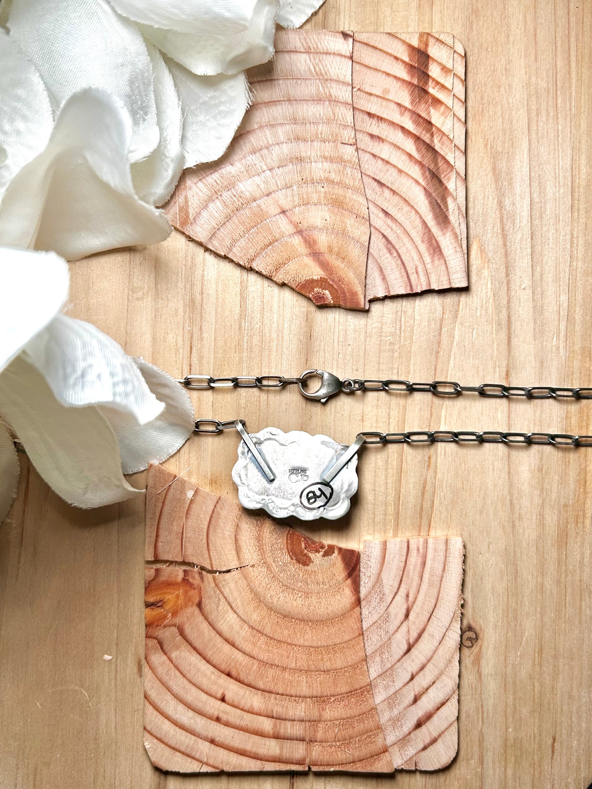 Navajo Made Spiny Oyster & Sterling Silver Necklace