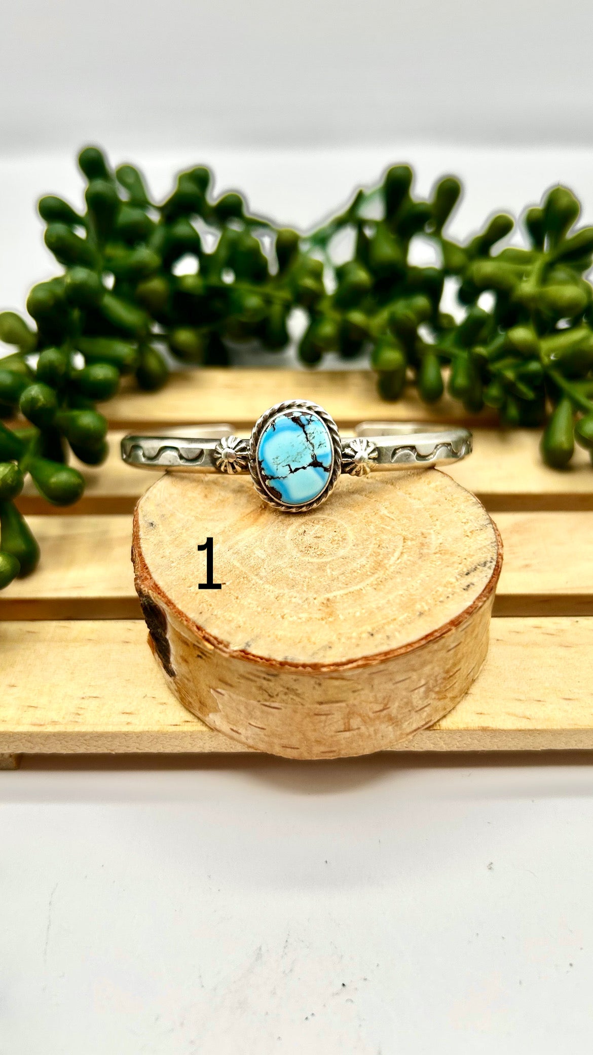 Navajo Made Golden Hill Turquoise & Sterling Silver Cuff Bracelet