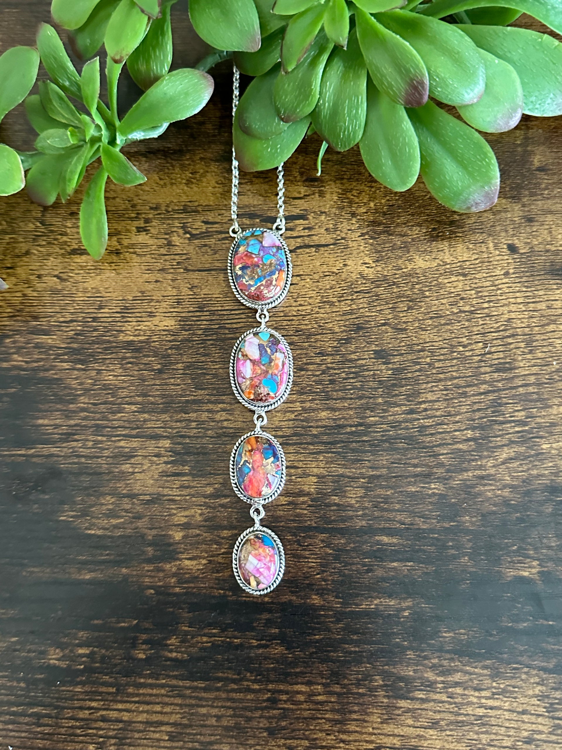 Southwest Made Mohave Turquoise & Sterling Silver Necklace