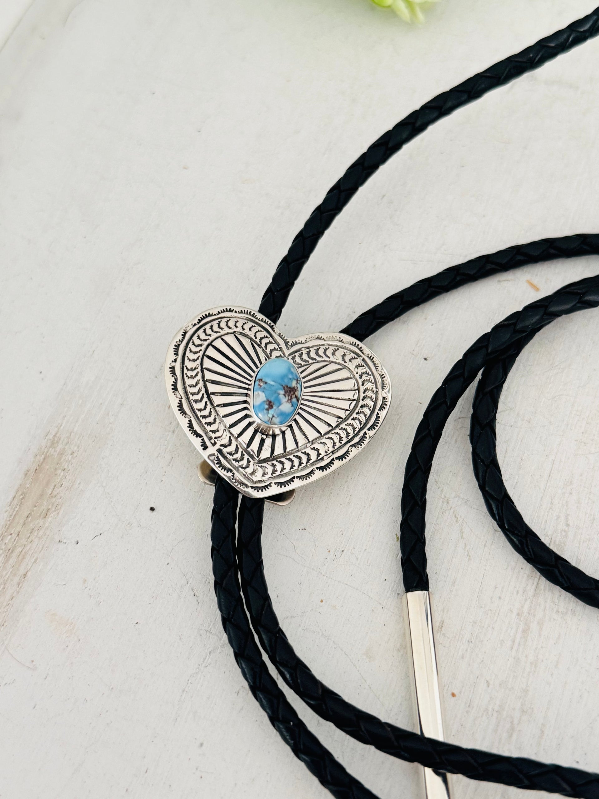 Jereme Delgarito Golden Hills Turquoise & Sterling Silver Bolo Tie