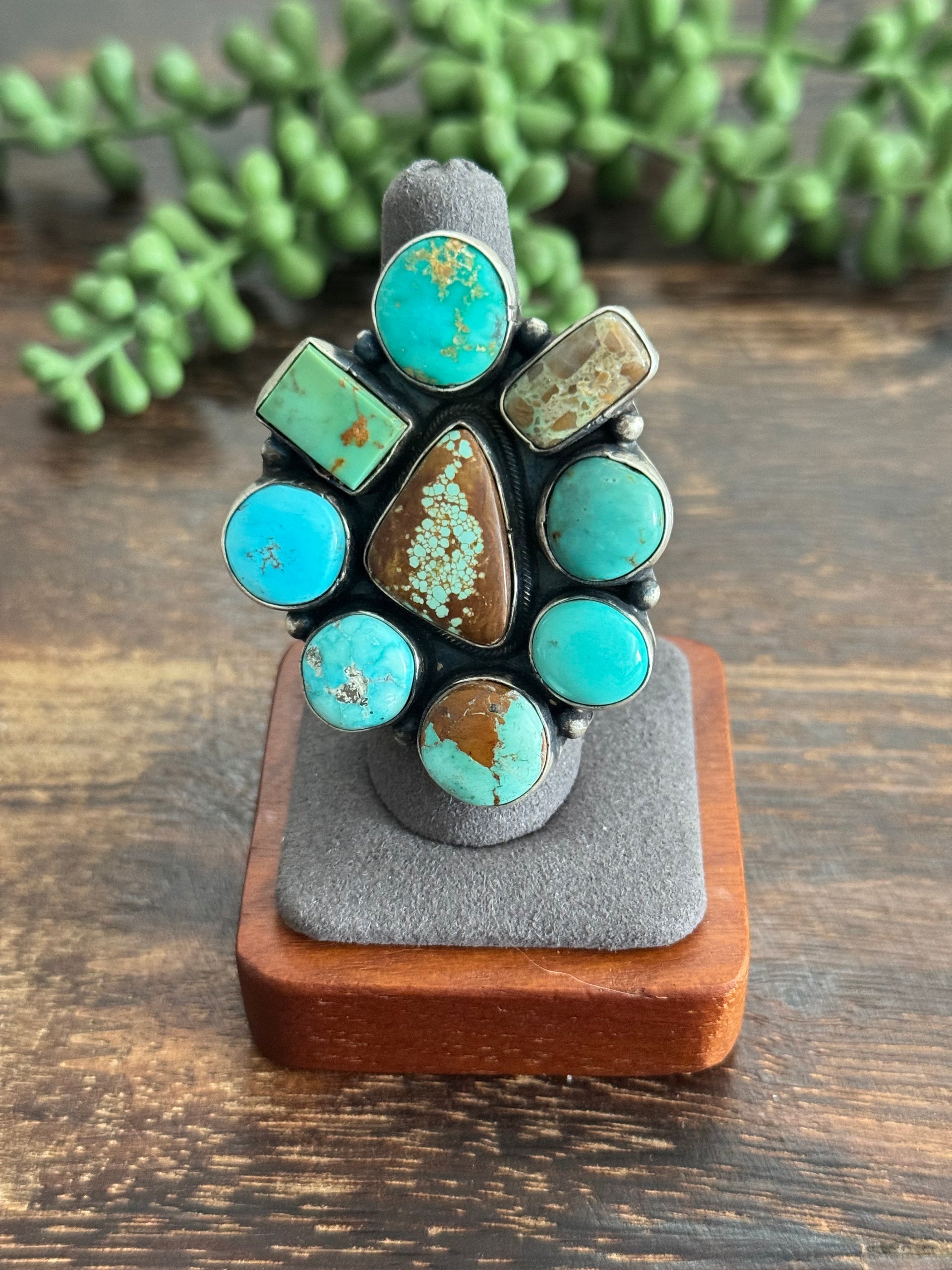 Ella Peters Mixed Turquoise & Sterling Silver Ring Size 7