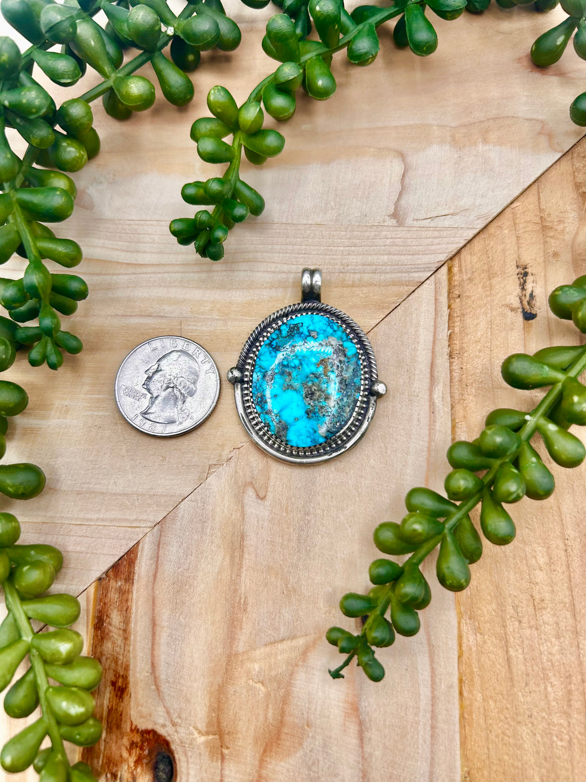 Scott Skeets Kingman Turquoise & Sterling Silver Pendant