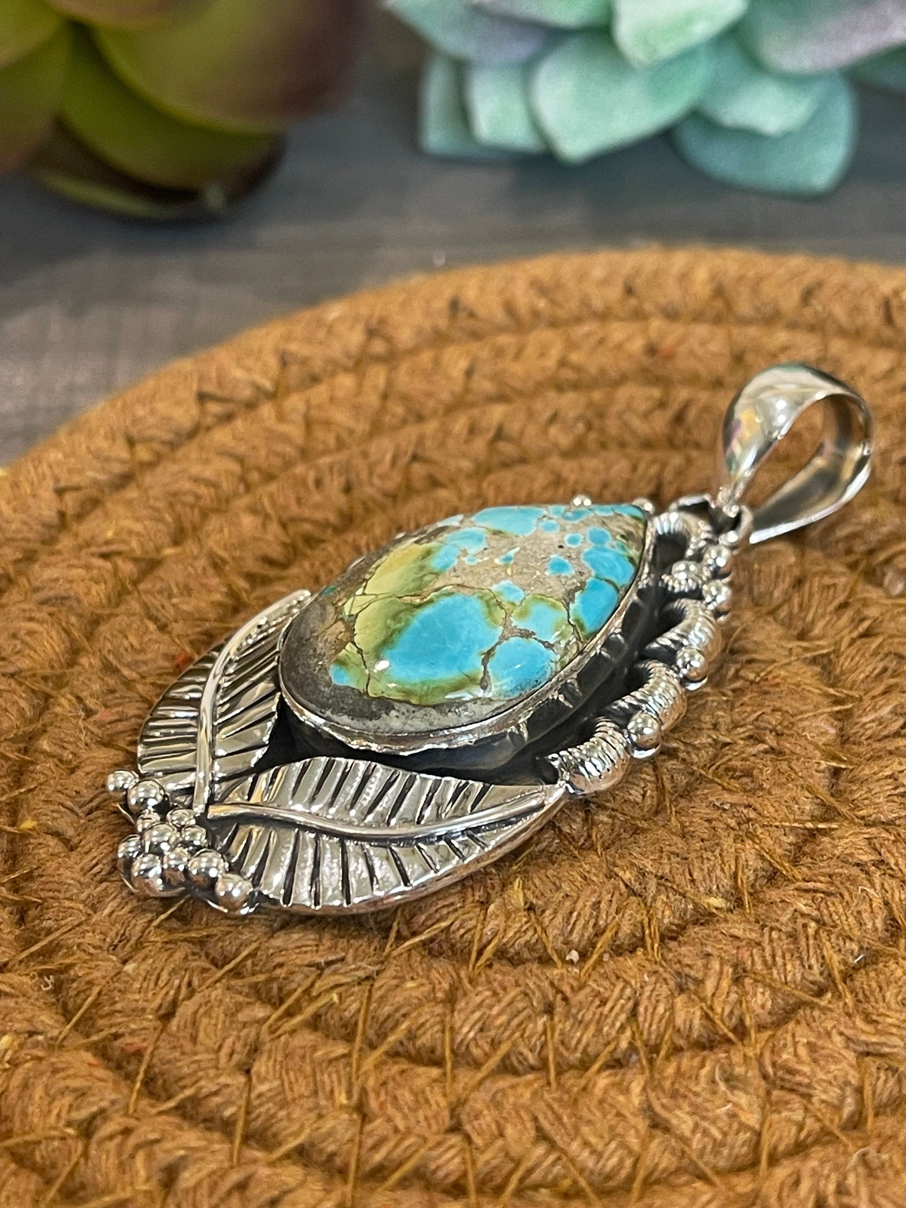 Southwest Handmade Sonoran Mountain Turquoise & Sterling Silver Pendant