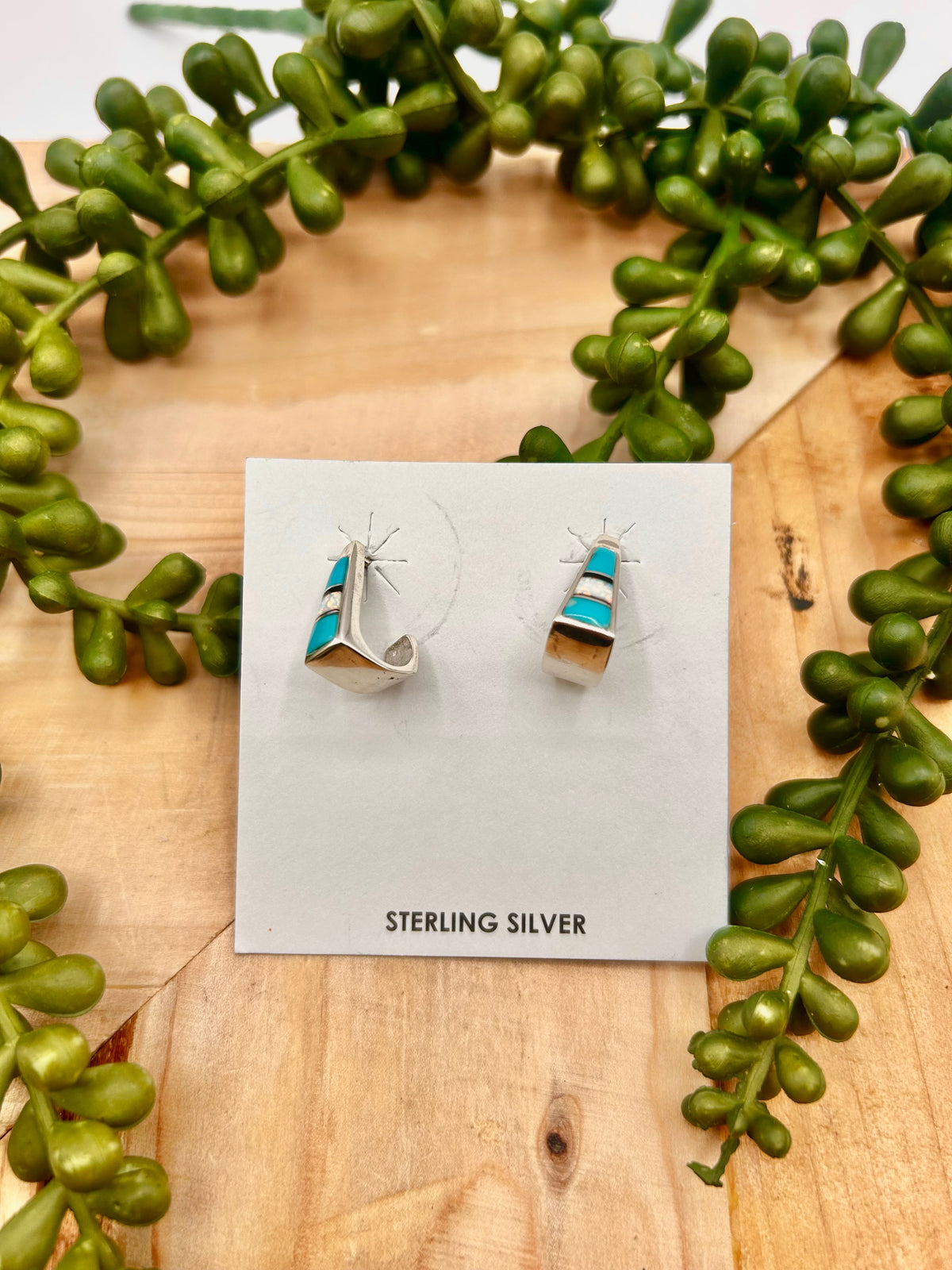 Navajo Made Multi Stone & Sterling Silver Post Earrings