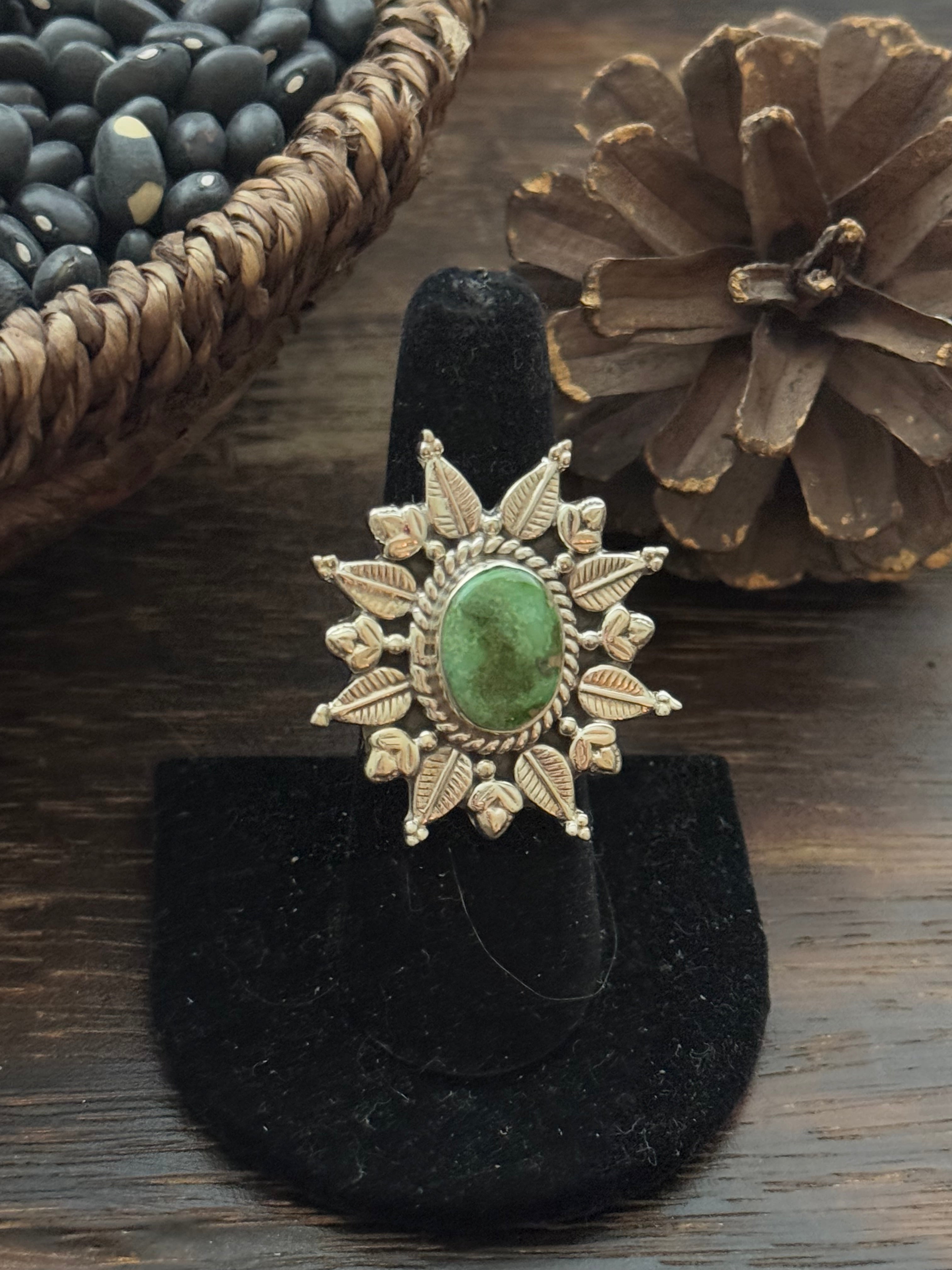 Southwest Handmade Sonoran Mountain Turquoise & Sterling Silver Adjustable Ring