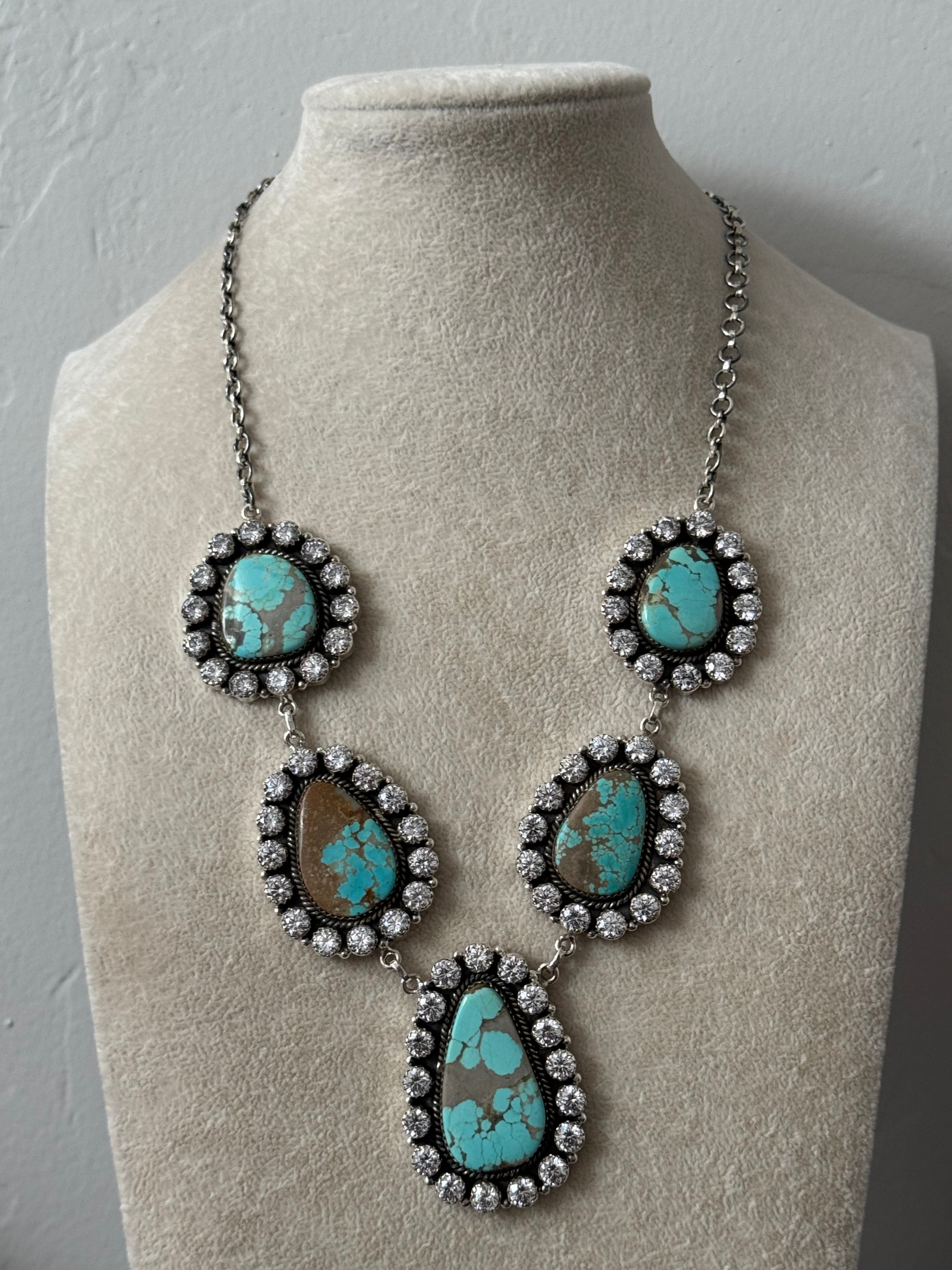 Southwest Handmade Multi Stone & Sterling Silver Cluster Necklace