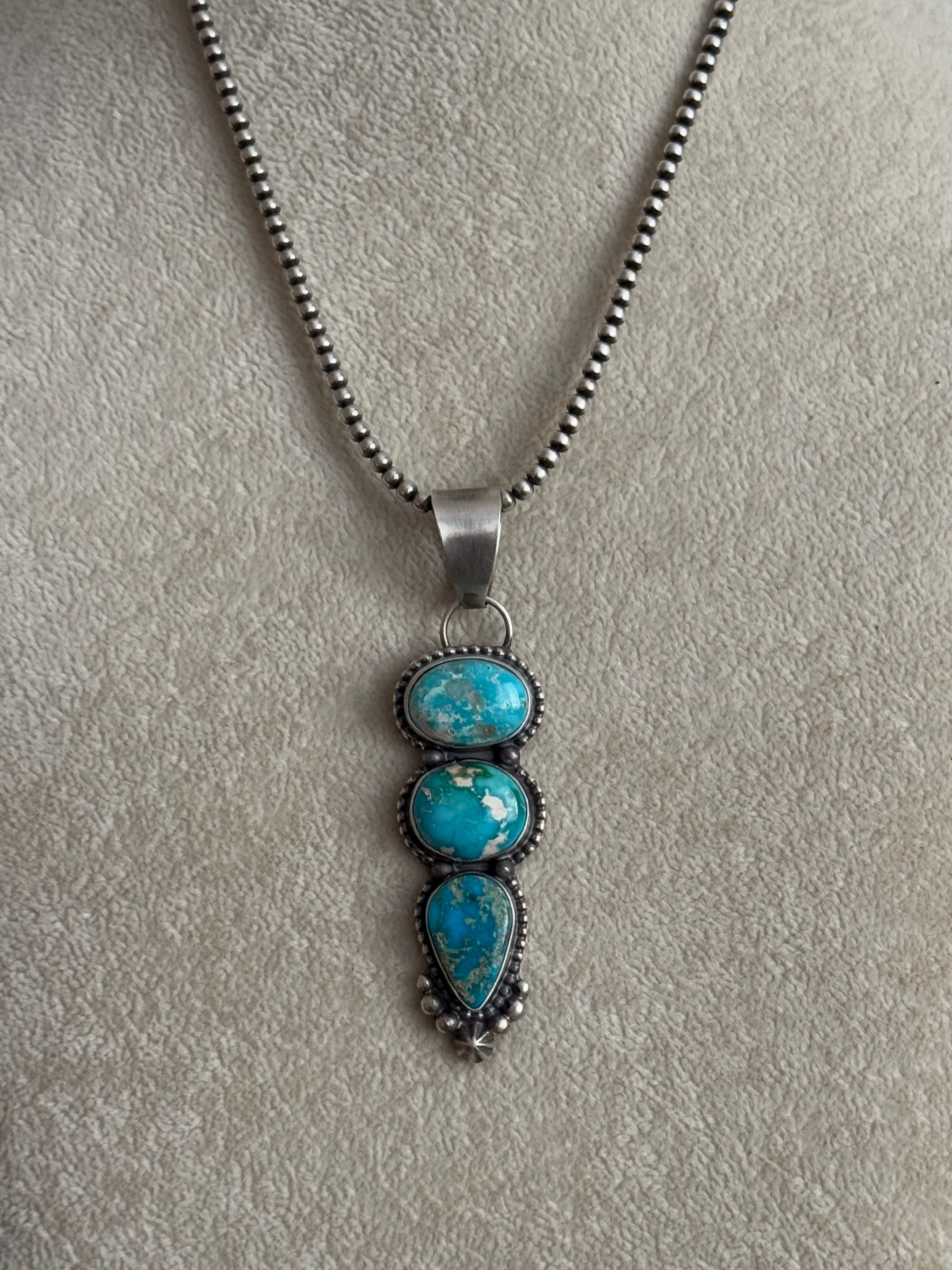 Lorenzo Juan Blue Ridge Turquoise & Sterling Silver Cluster Pendant