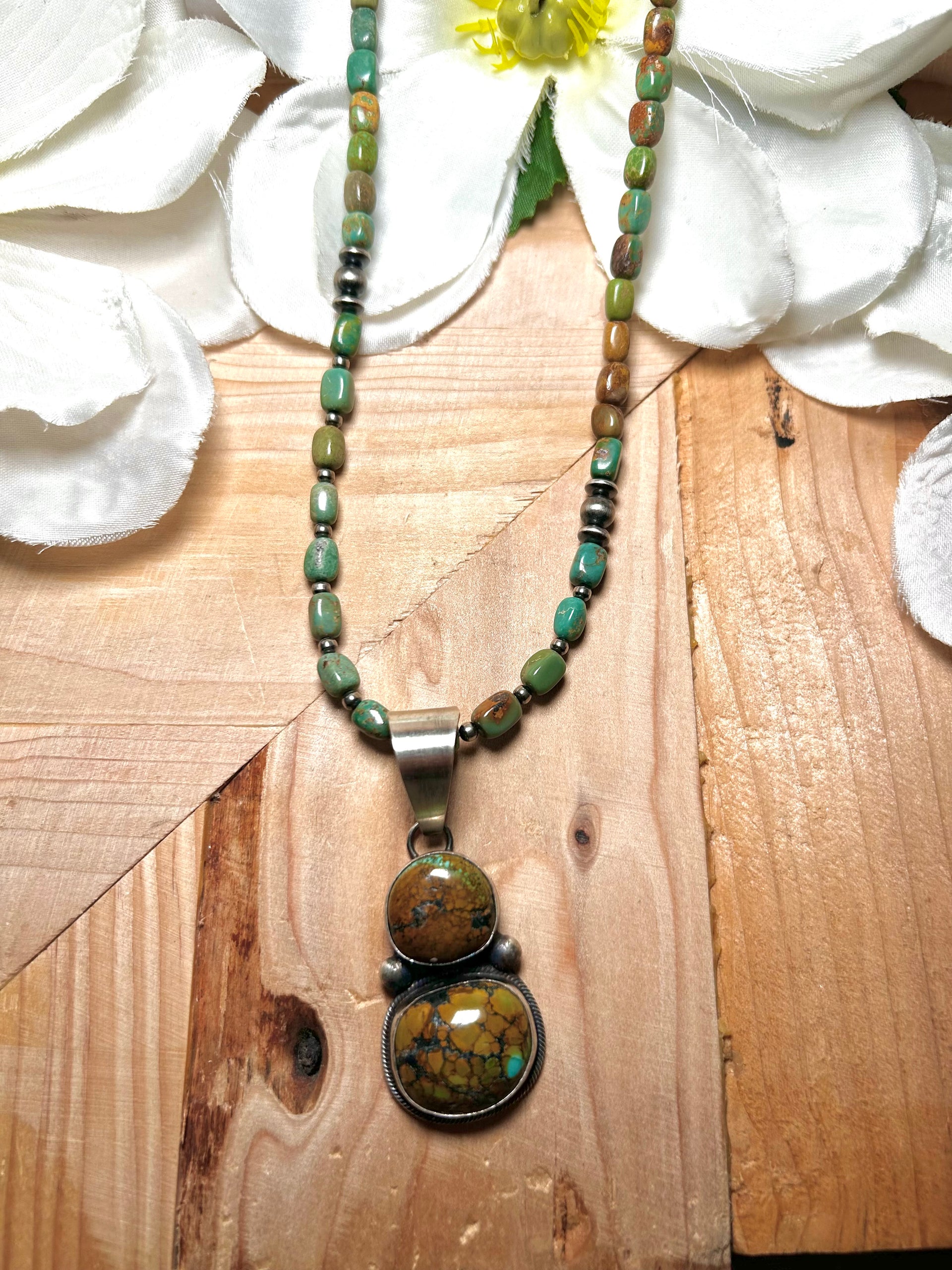 Navajo Made Royston Turquoise & Sterling Silver Necklace