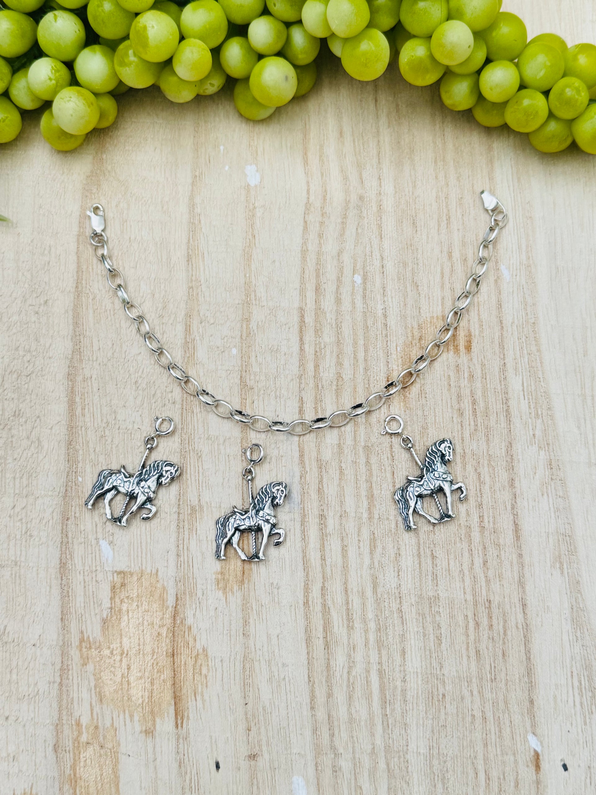 Navajo Made Sterling Silver Carousel  Horse Cast Charms