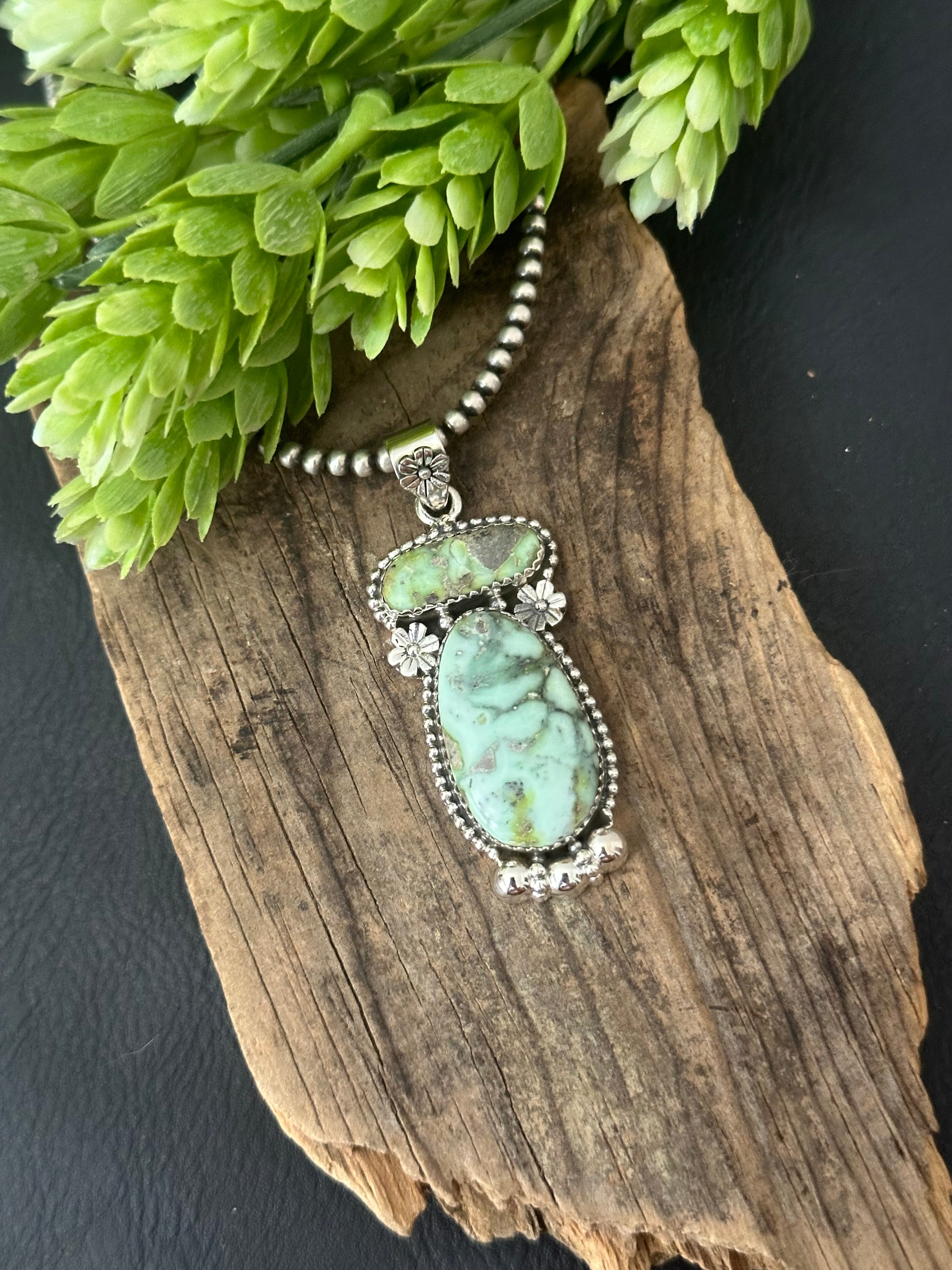 Southwest Palomino Variscite & Sterling Silver Pendant