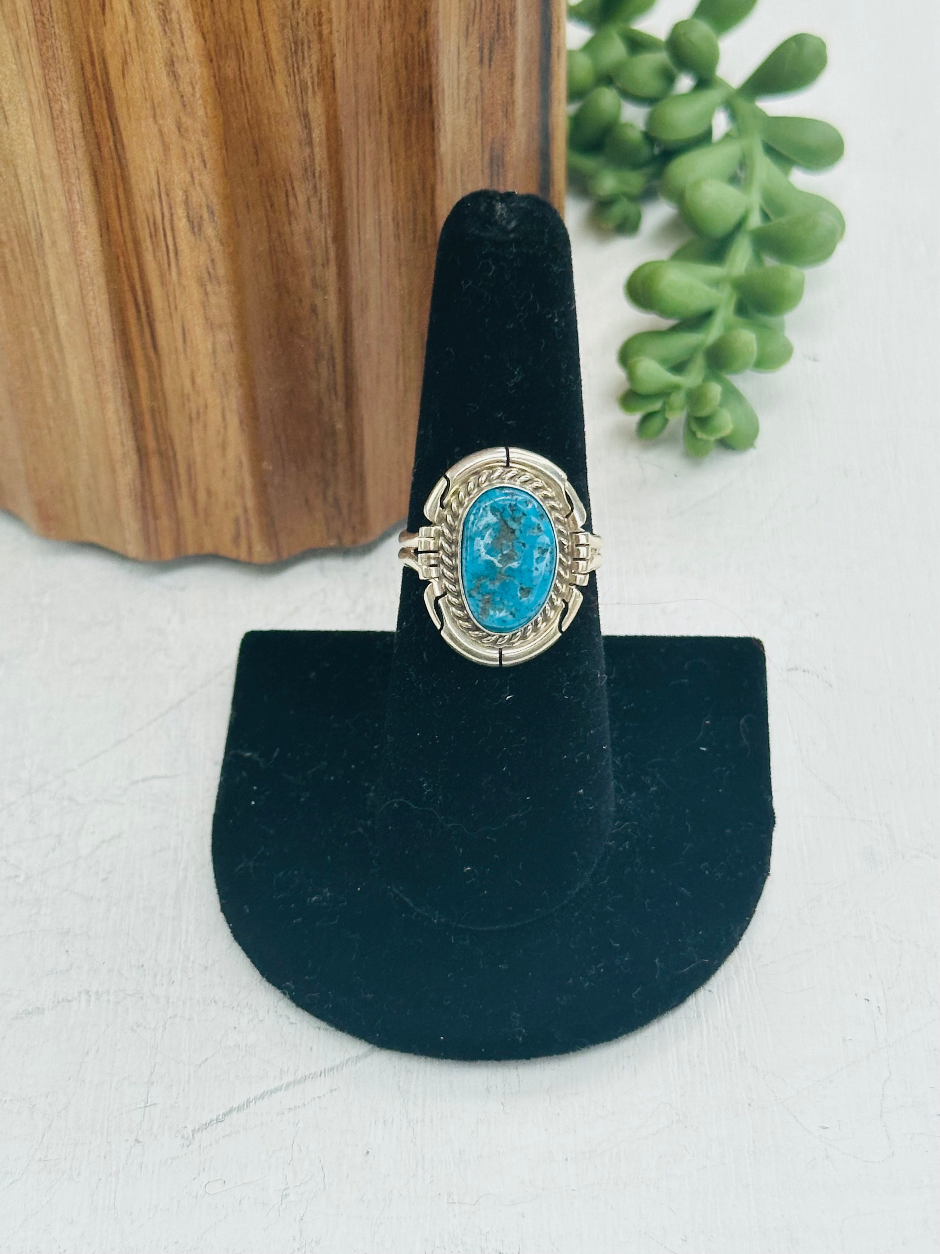 Navajo Made Kingman Turquoise & Sterling Silver Ring