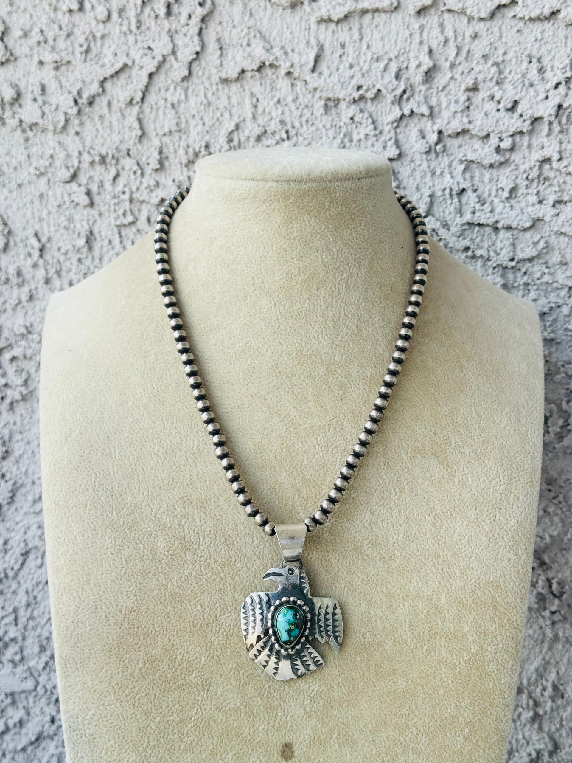 Chimney Butte Sonoran Mountain Turquoise & Sterling Silver Thunderbird Pendant