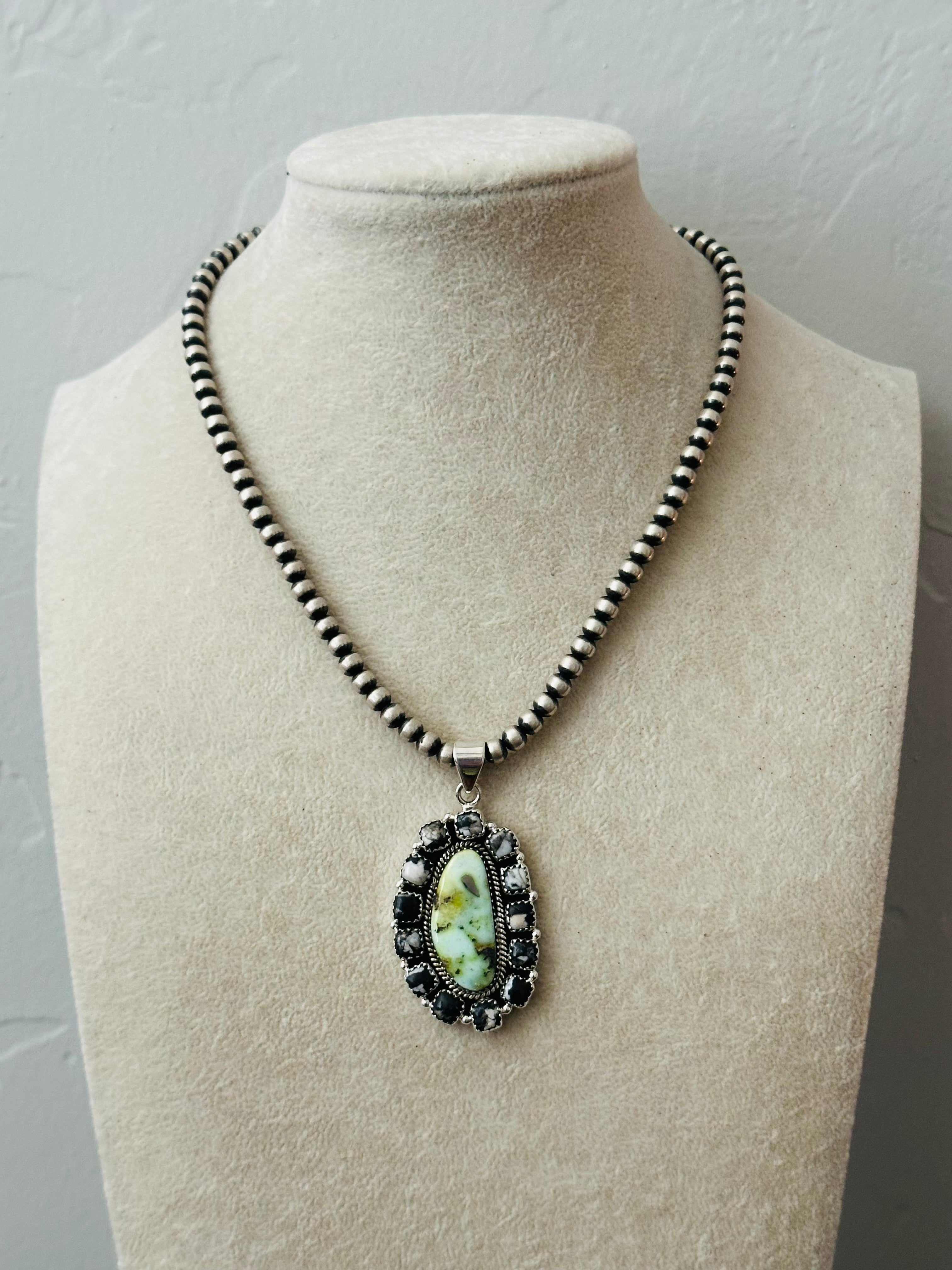 Southwest Handmade Multi Stone & Sterling Silver Cluster Pendant