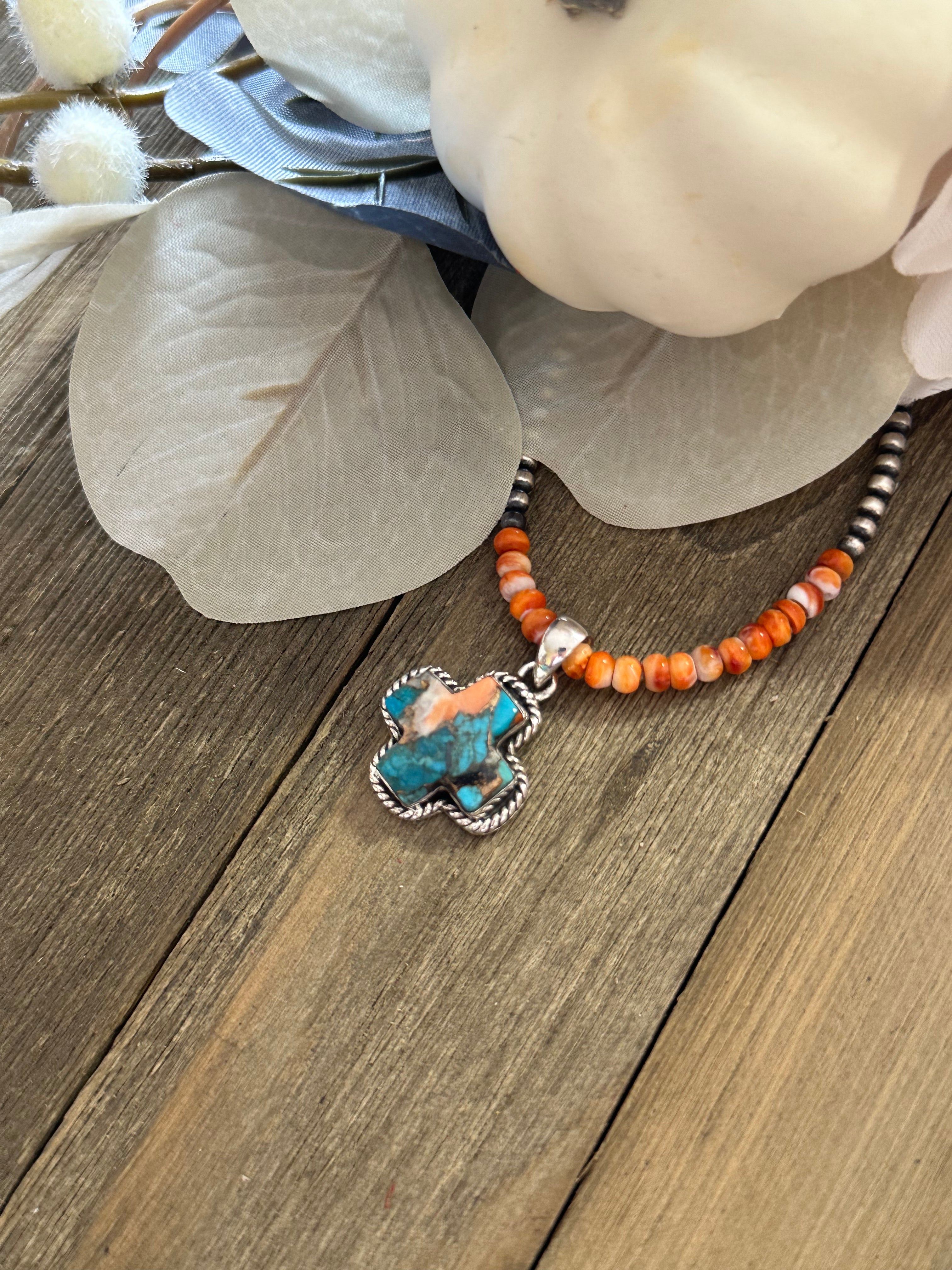 Southwest Handmade Mohave Turquoise & Sterling Silver Pendant