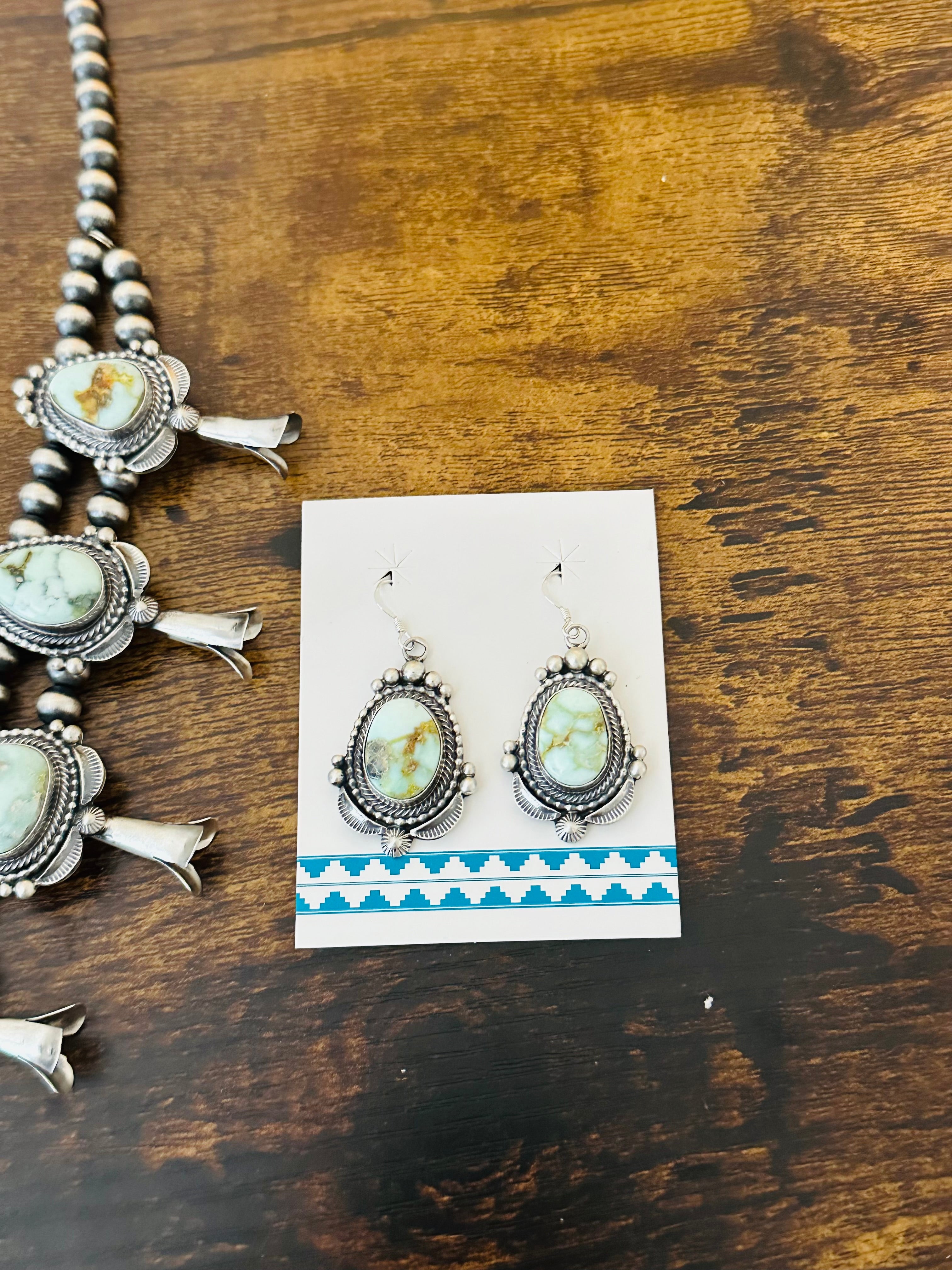 Tom Lewis Palomino Variscite & Sterling Silver Squash Necklace Set