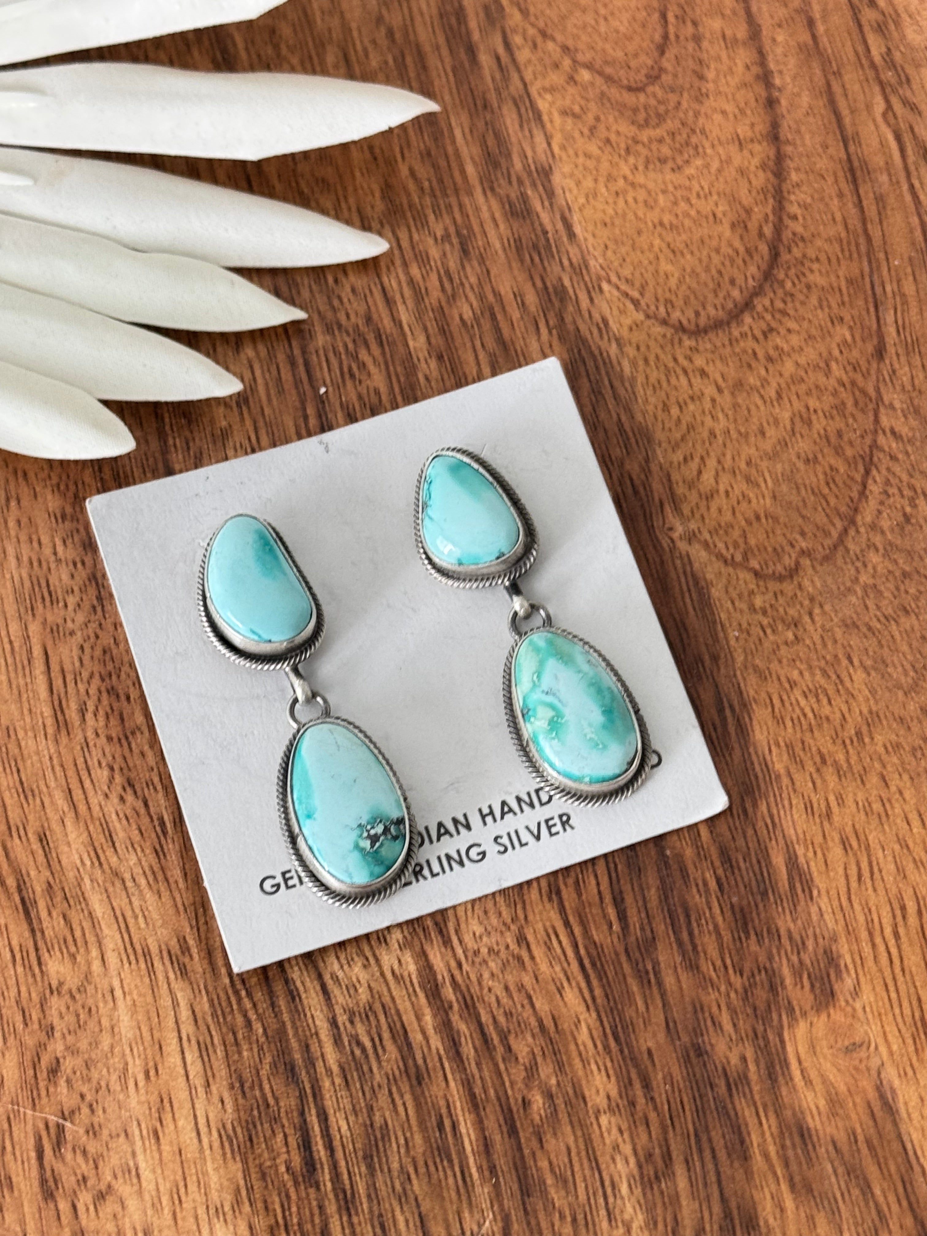 Eli Skeets Royston Turquoise & Sterling Silver Post Dangle Earring