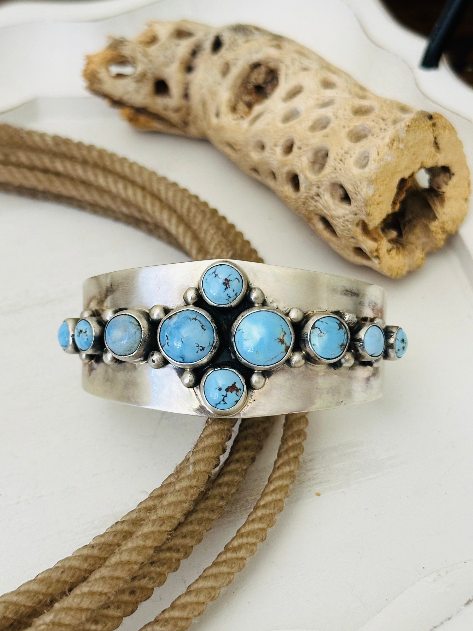 Darrin Livingston Golden Hills Turquoise & Sterling Silver Cuff Bracelet