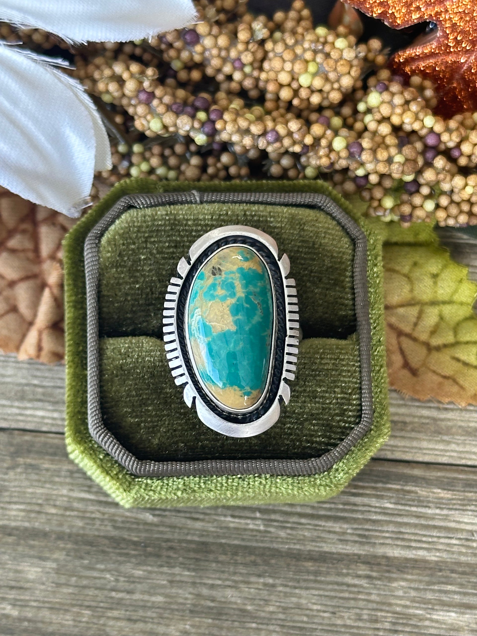 Alfred Martinez Royston Turquoise &  Sterling Silver Adjustable Ring