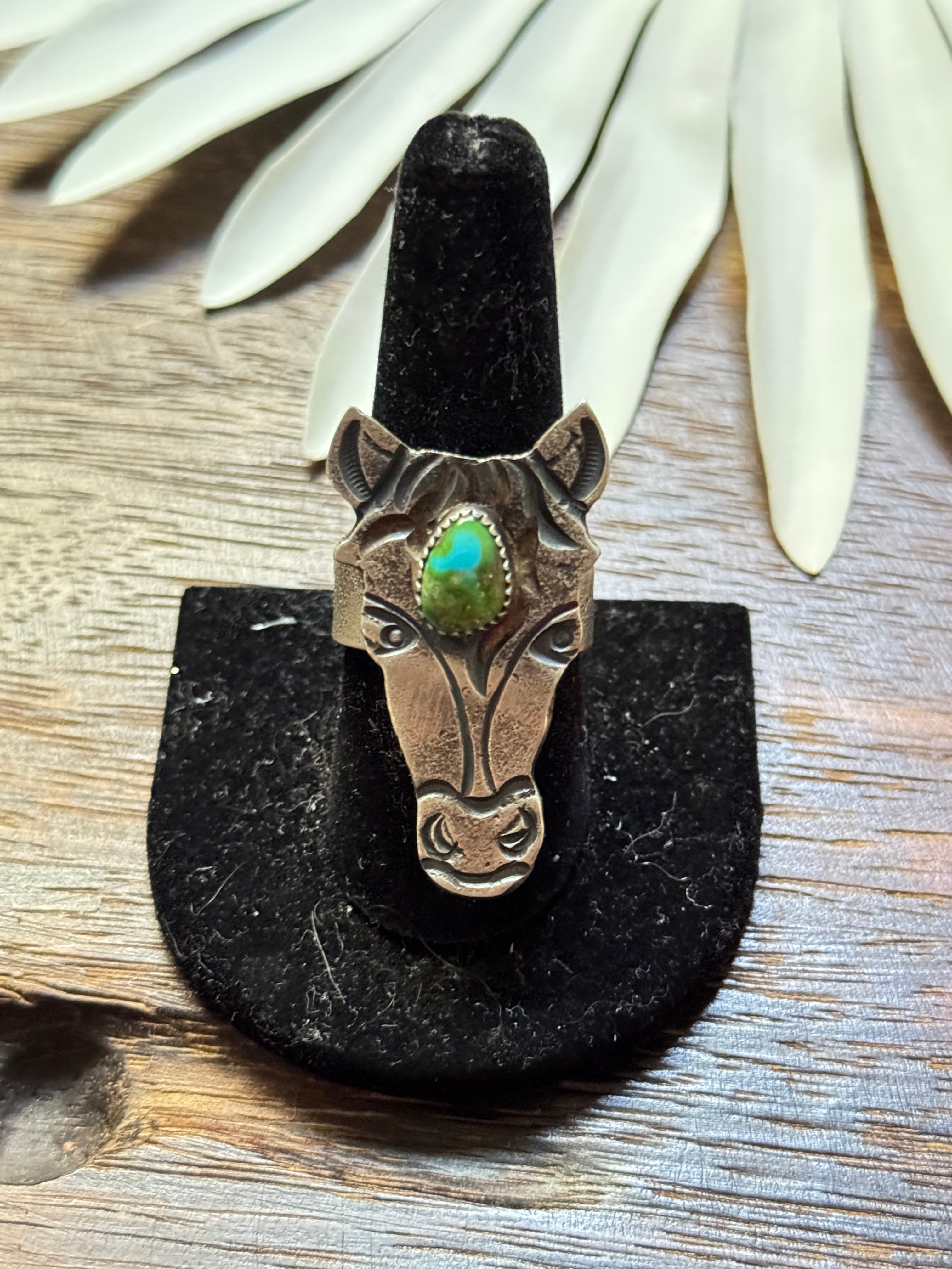 Kindale Billah Sonoran Mountain Turquoise & Sterling Silver Adjustable Horse Ring