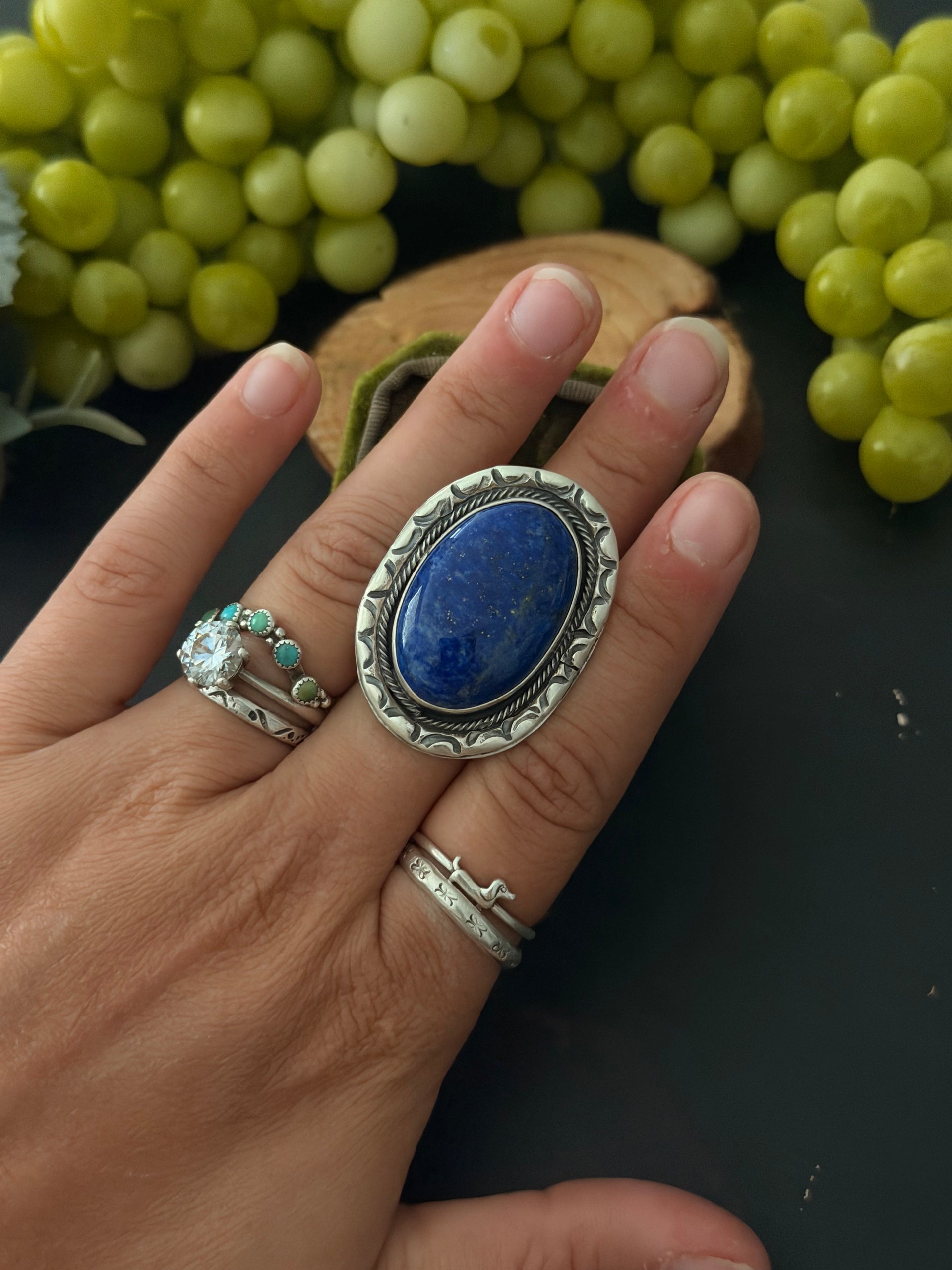 Bensen Bennelly Lapis & Sterling Silver Ring Size 7