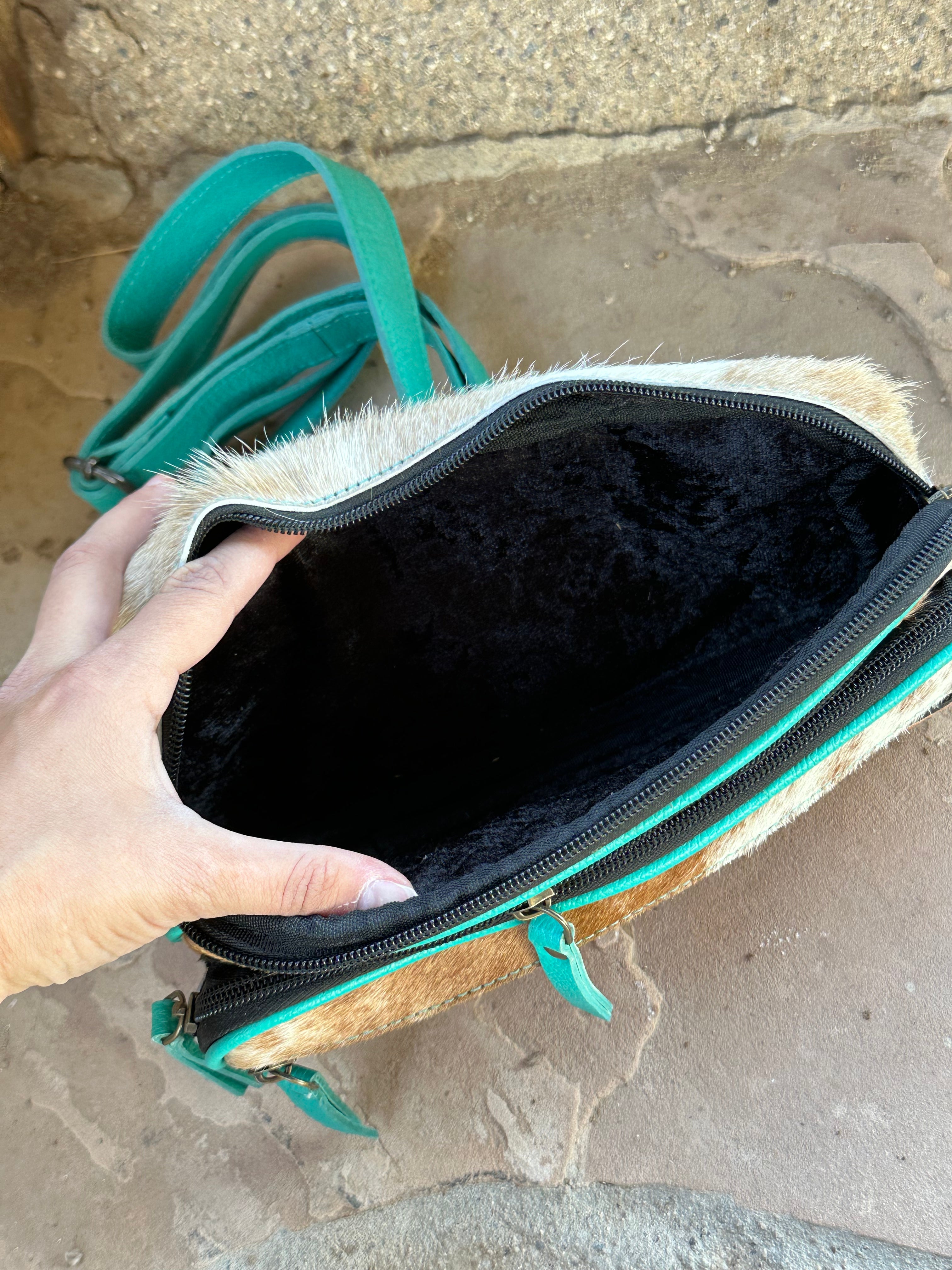 Genuine Tooled Leather Cowhide Cross Body