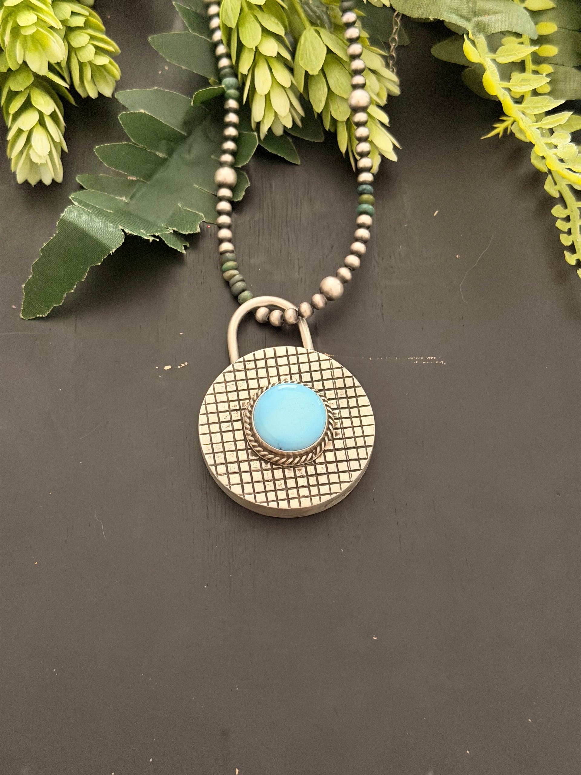 Charles Johnson Golden Hills Turquoise & Sterling Silver Locket Pendant