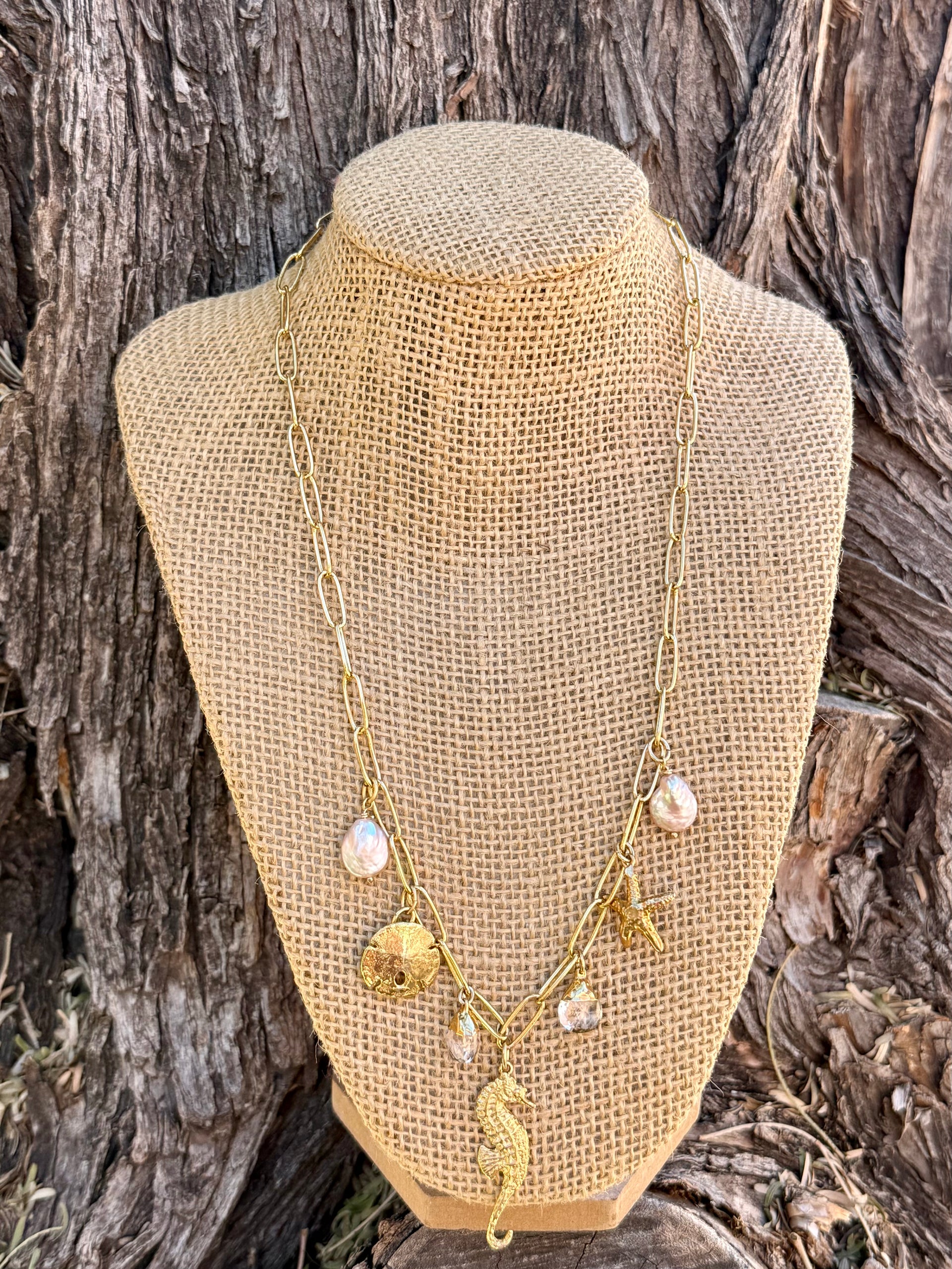 Eileen Quezada Fresh Water Pearls & 24k Gold Plated Sterling Silver Necklace