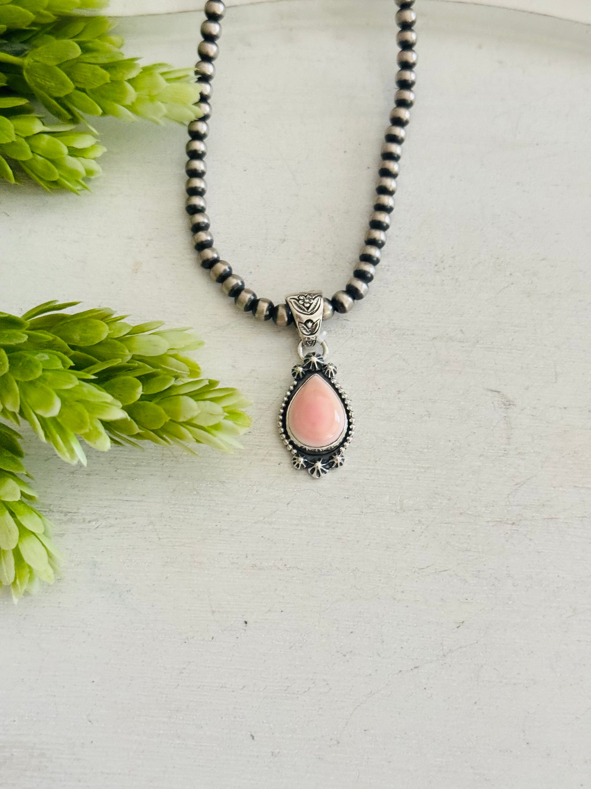 Southwest Pink Conch & Sterling Silver Pendant