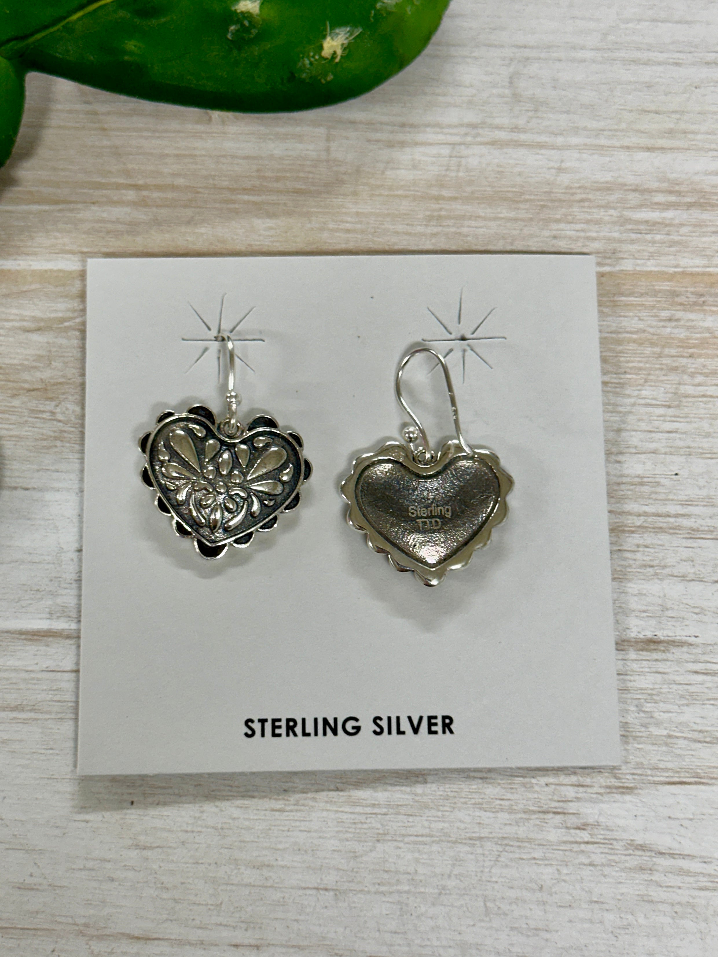 Southwest Handmade Sterling Silver Heart Dangles Earrings