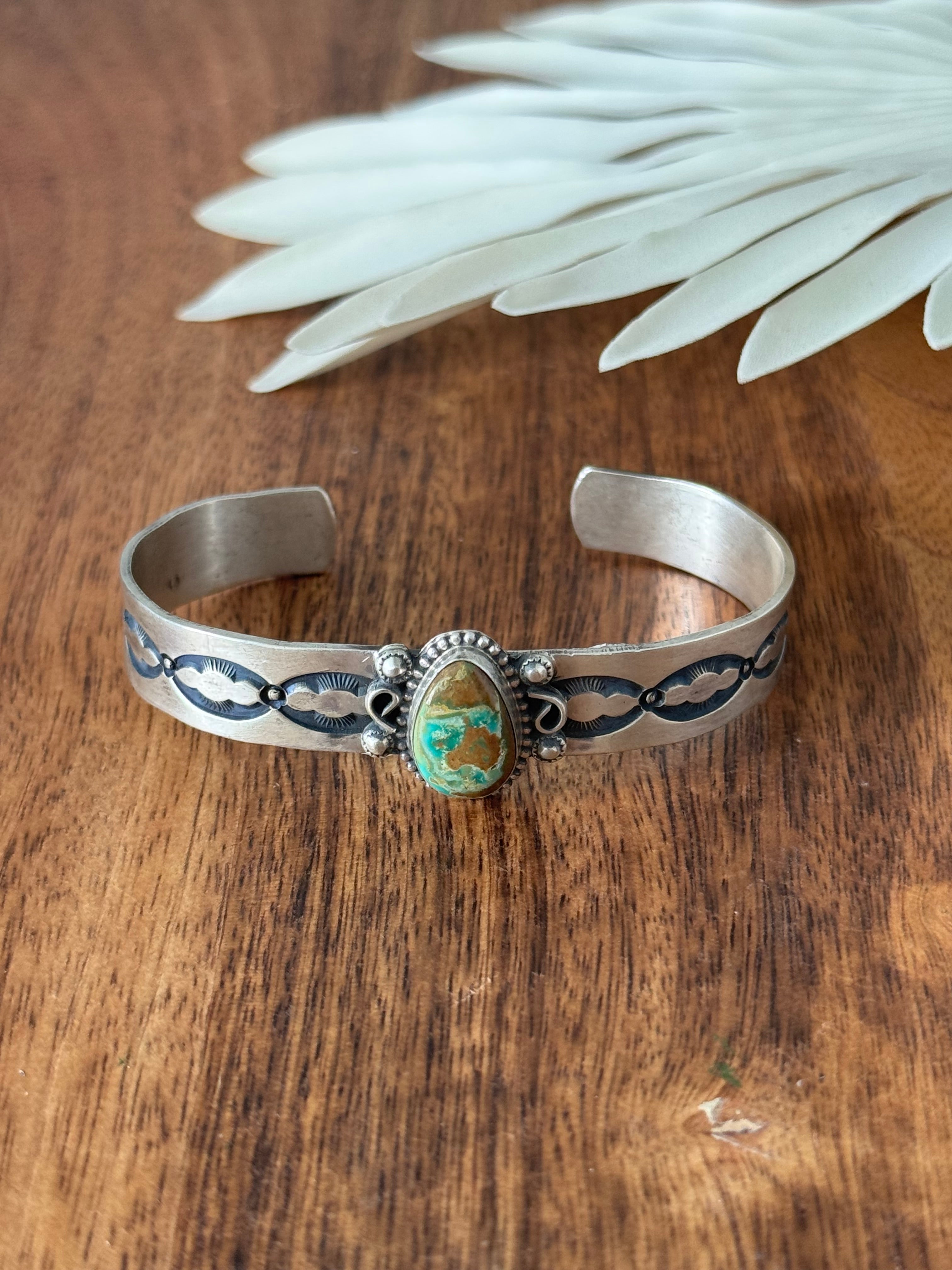 Navajo Made Royston Turquoise & Sterling Silver Cuff Bracelet