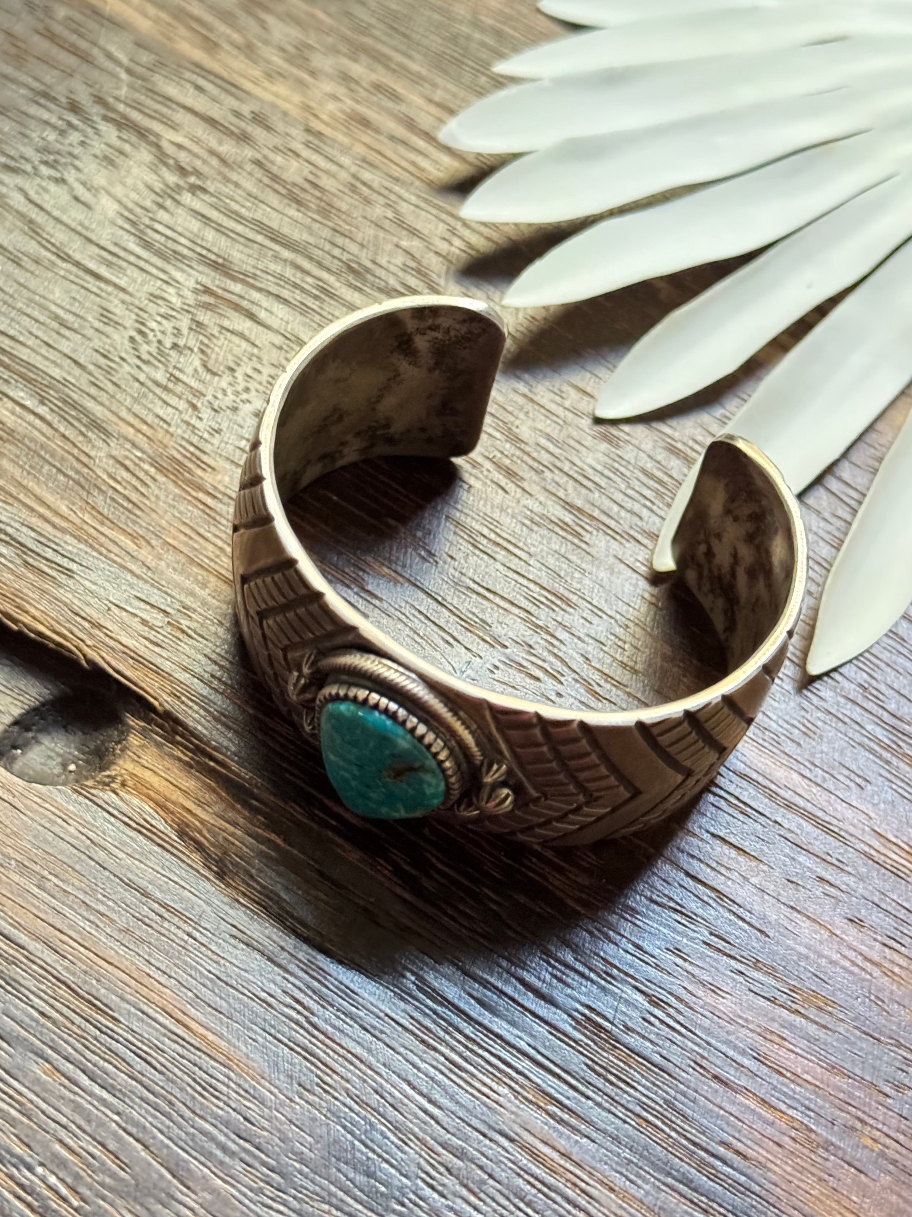 Lester James Kingman Turquoise & Sterling Silver Cuff Bracelet