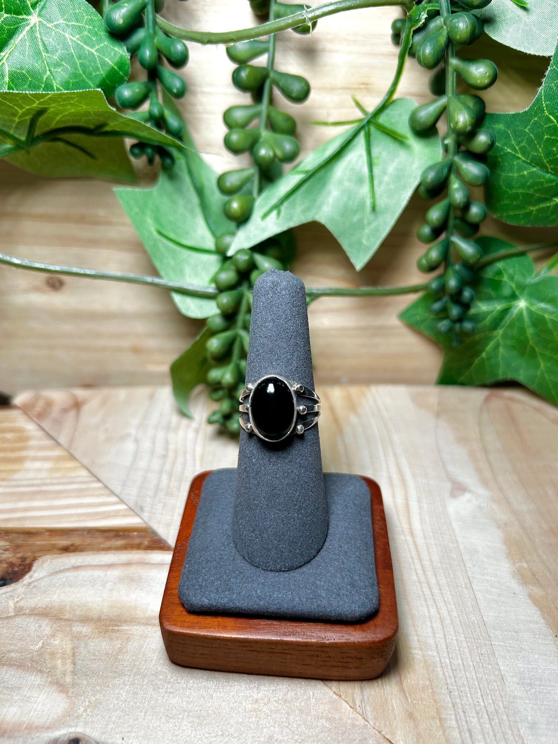 Navajo Made Onyx & Sterling Silver Ring