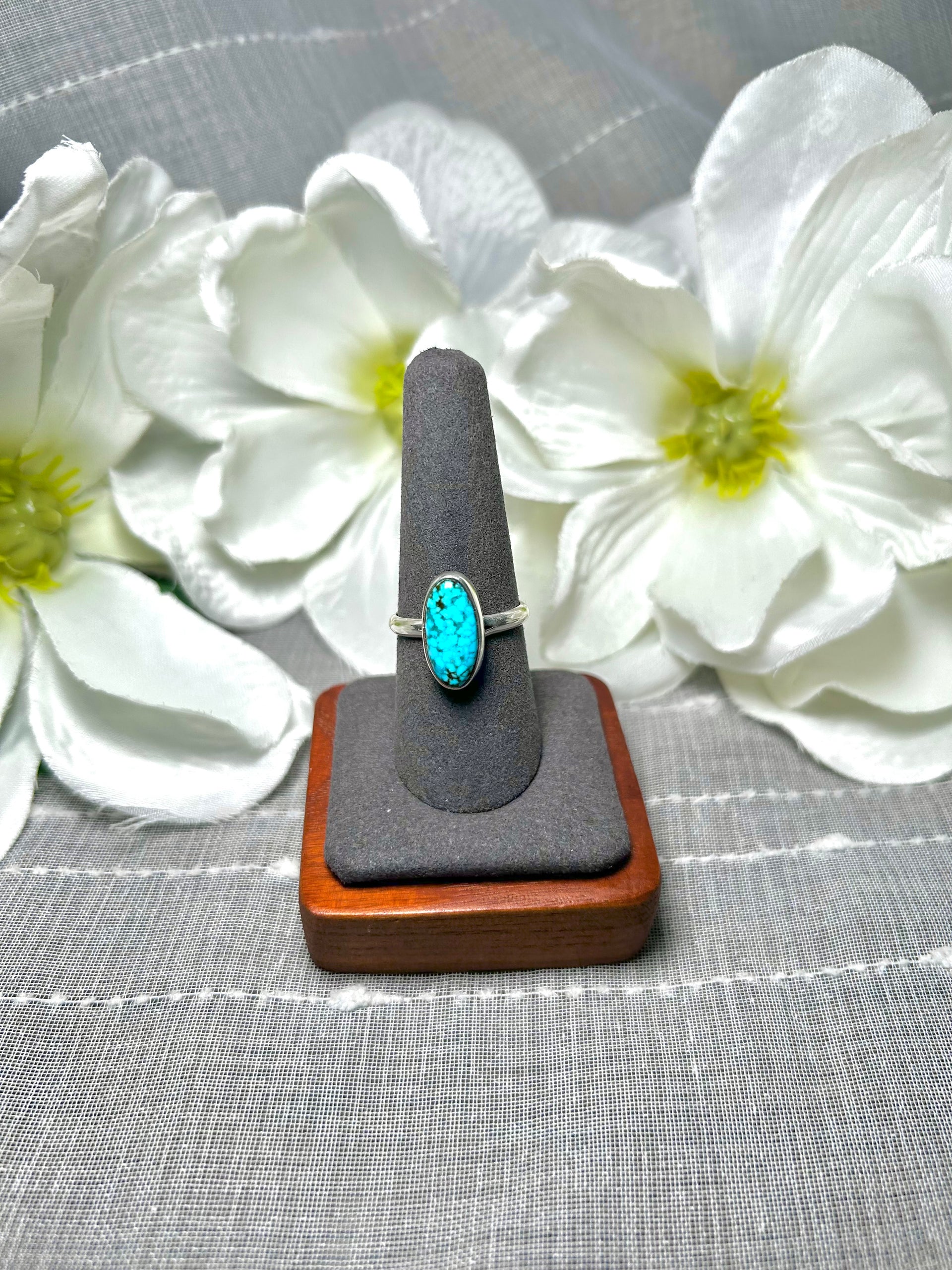 Shirley Martinez High Grade Kingman Turquoise & Sterling Silver Ring Size 8.5