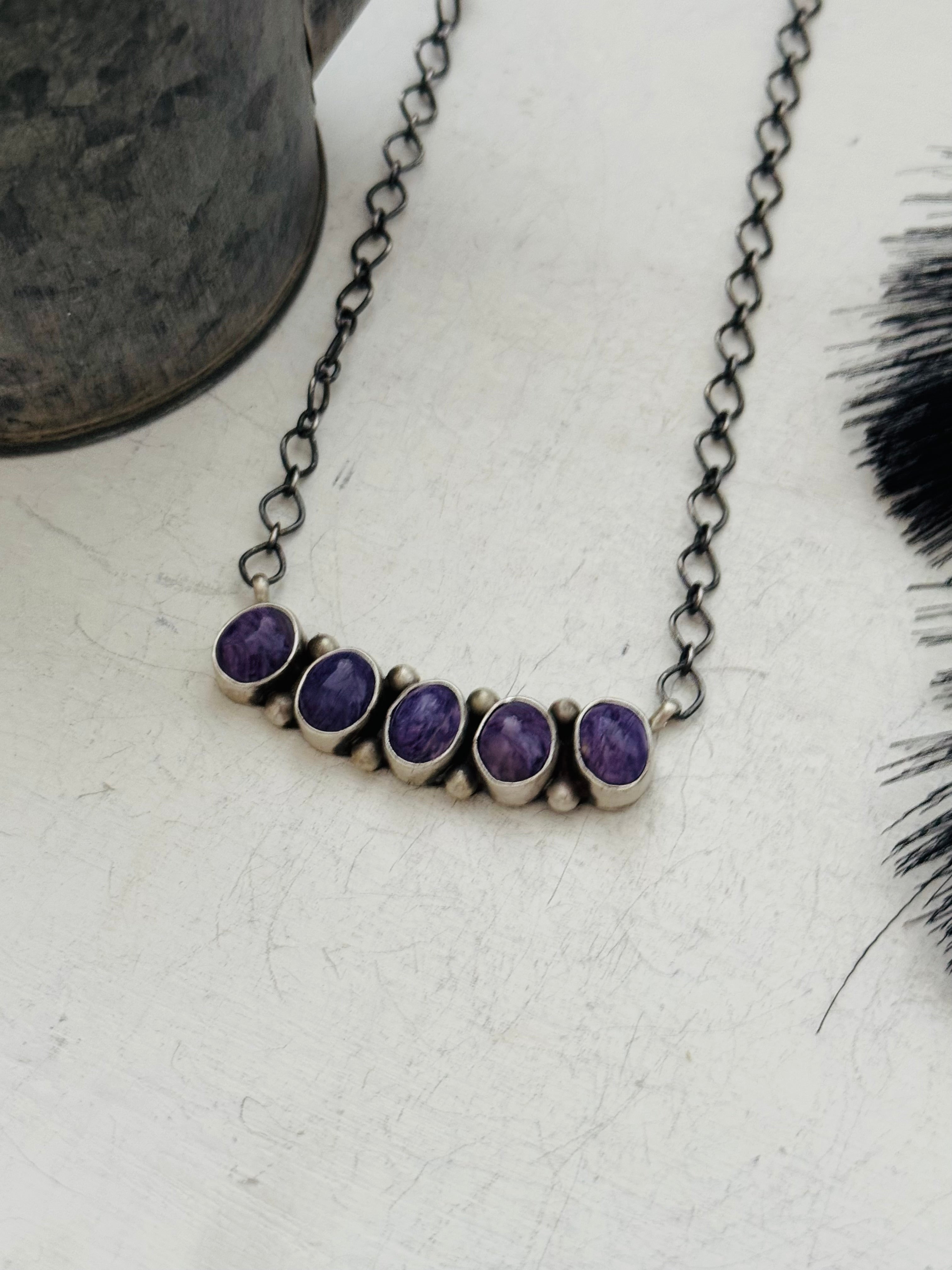 Timothy Yazzie Charoite & Sterling Silver Necklace